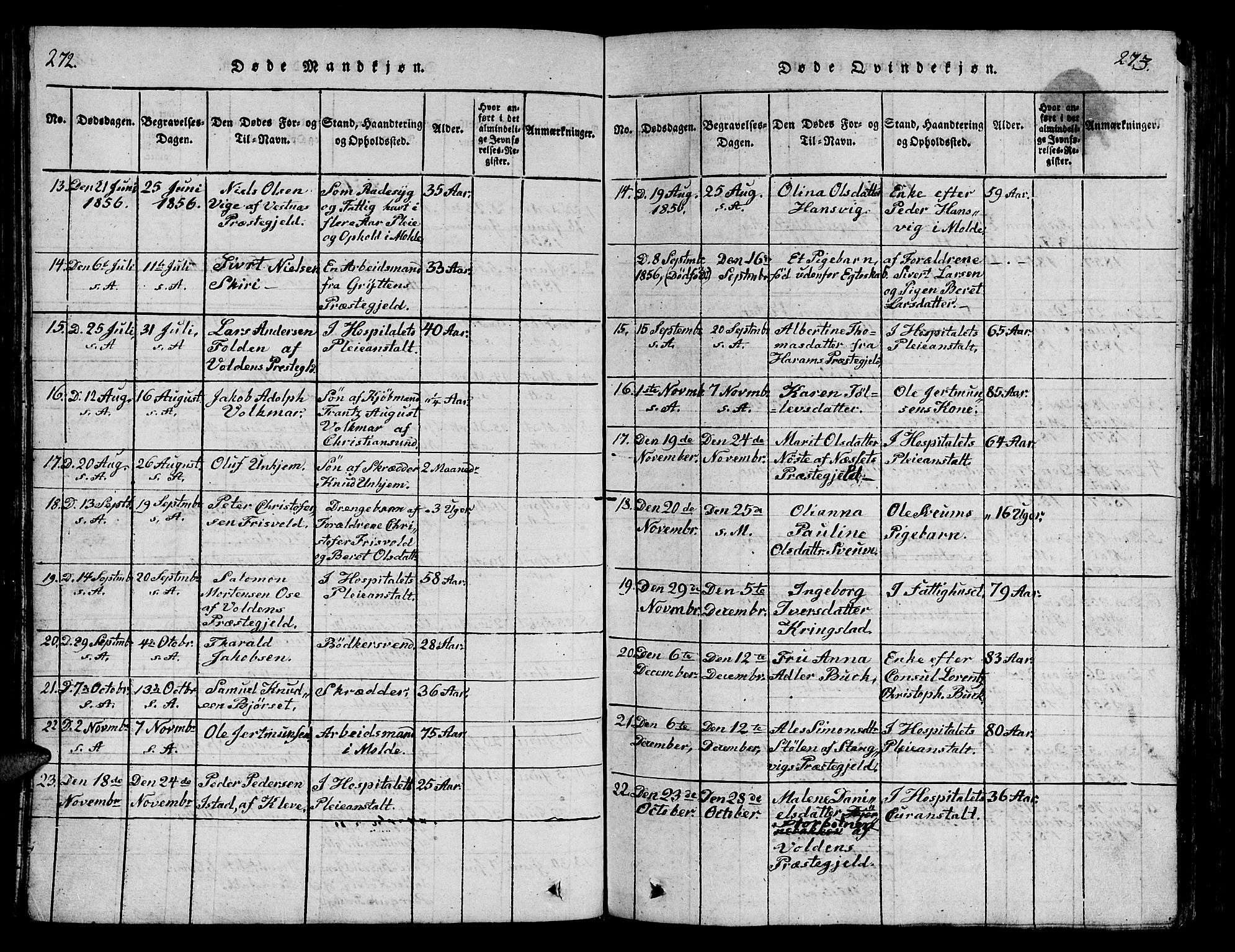 Ministerialprotokoller, klokkerbøker og fødselsregistre - Møre og Romsdal, AV/SAT-A-1454/558/L0700: Parish register (copy) no. 558C01, 1818-1868, p. 272-273