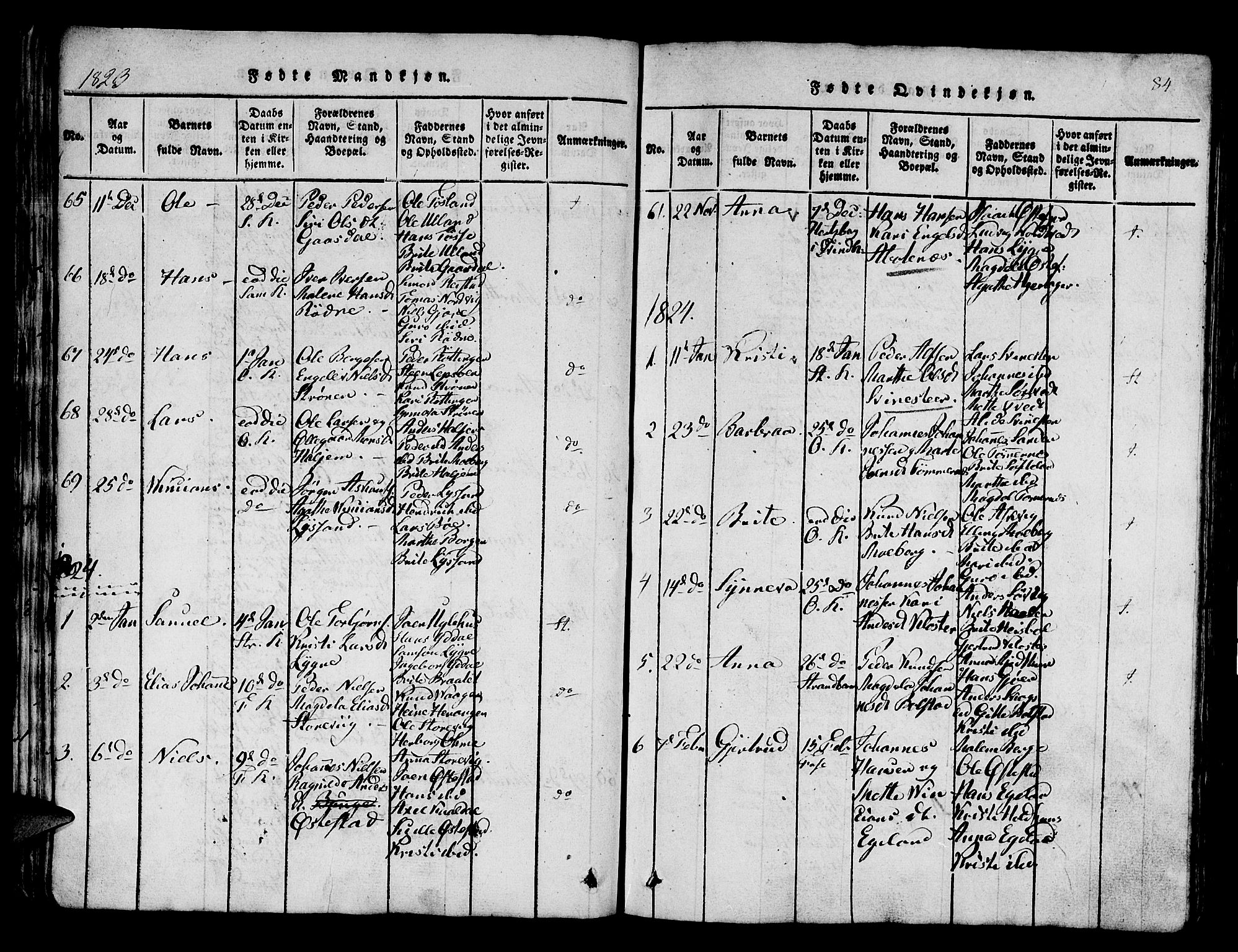 Os sokneprestembete, AV/SAB-A-99929: Parish register (official) no. A 12, 1816-1825, p. 84