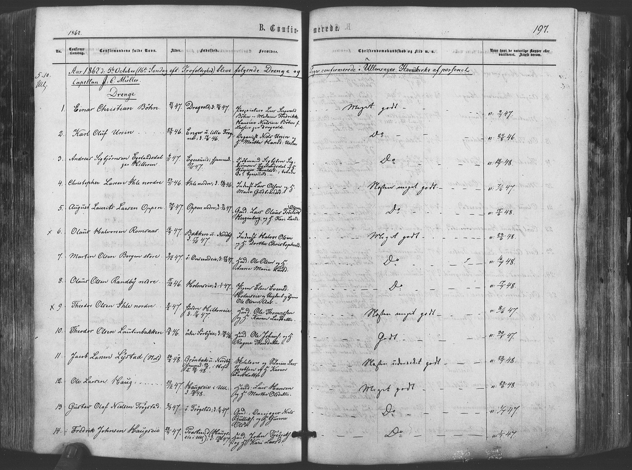 Ullensaker prestekontor Kirkebøker, AV/SAO-A-10236a/F/Fa/L0016: Parish register (official) no. I 16, 1863-1875, p. 197