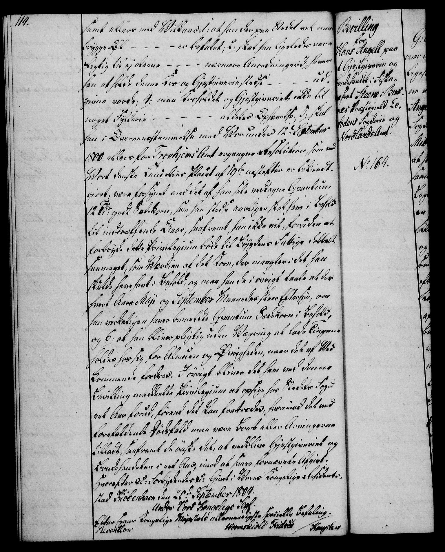 Rentekammeret, Kammerkanselliet, AV/RA-EA-3111/G/Gg/Gga/L0018: Norsk ekspedisjonsprotokoll med register (merket RK 53.18), 1804-1806, p. 114