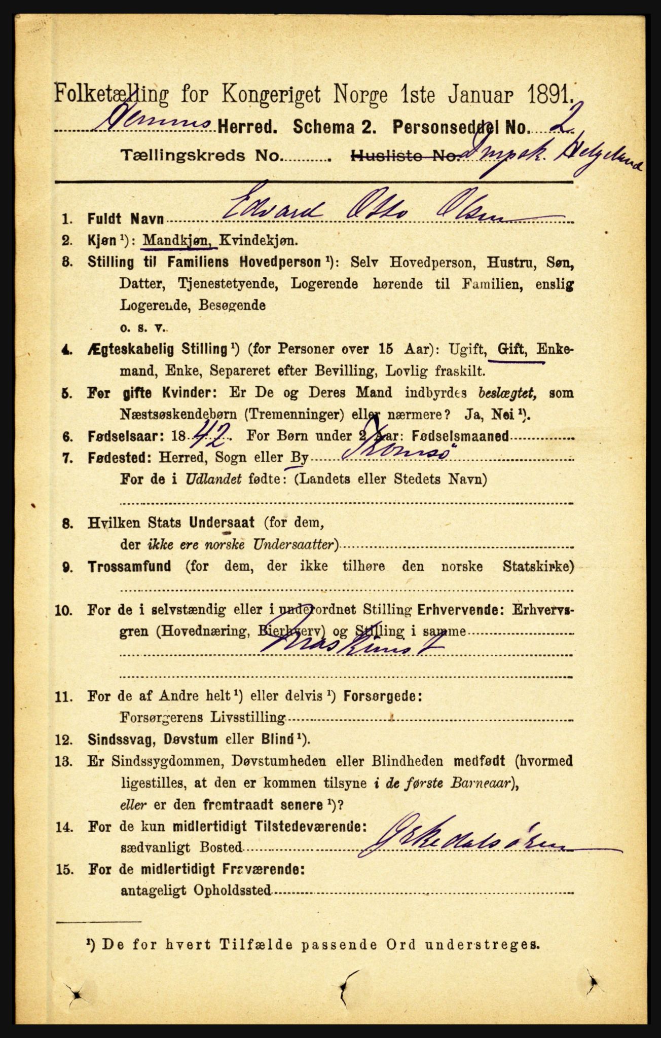 RA, 1891 census for 1832 Hemnes, 1891, p. 5720