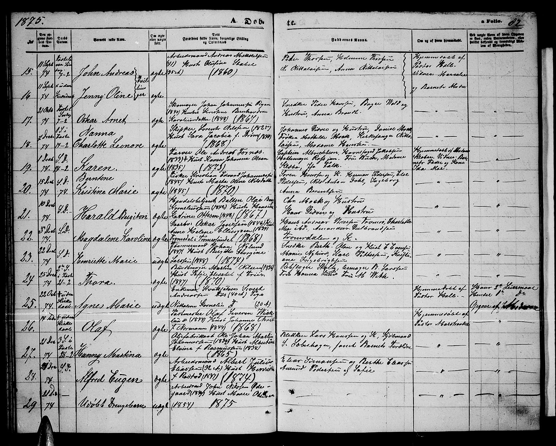 Tromsø sokneprestkontor/stiftsprosti/domprosti, AV/SATØ-S-1343/G/Gb/L0007klokker: Parish register (copy) no. 7, 1867-1875, p. 82