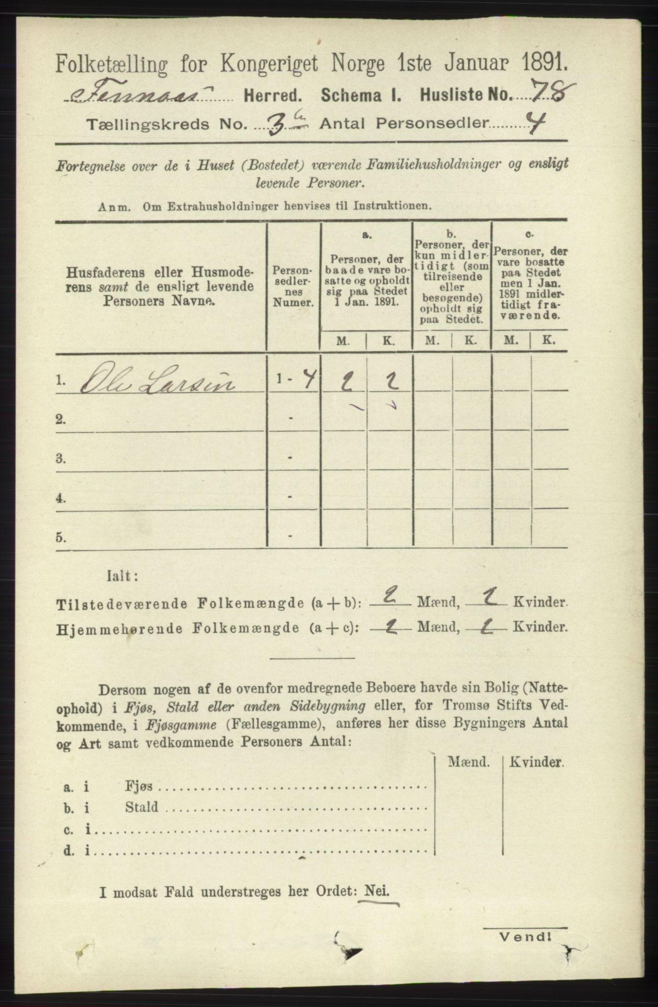 RA, 1891 census for 1218 Finnås, 1891, p. 1111