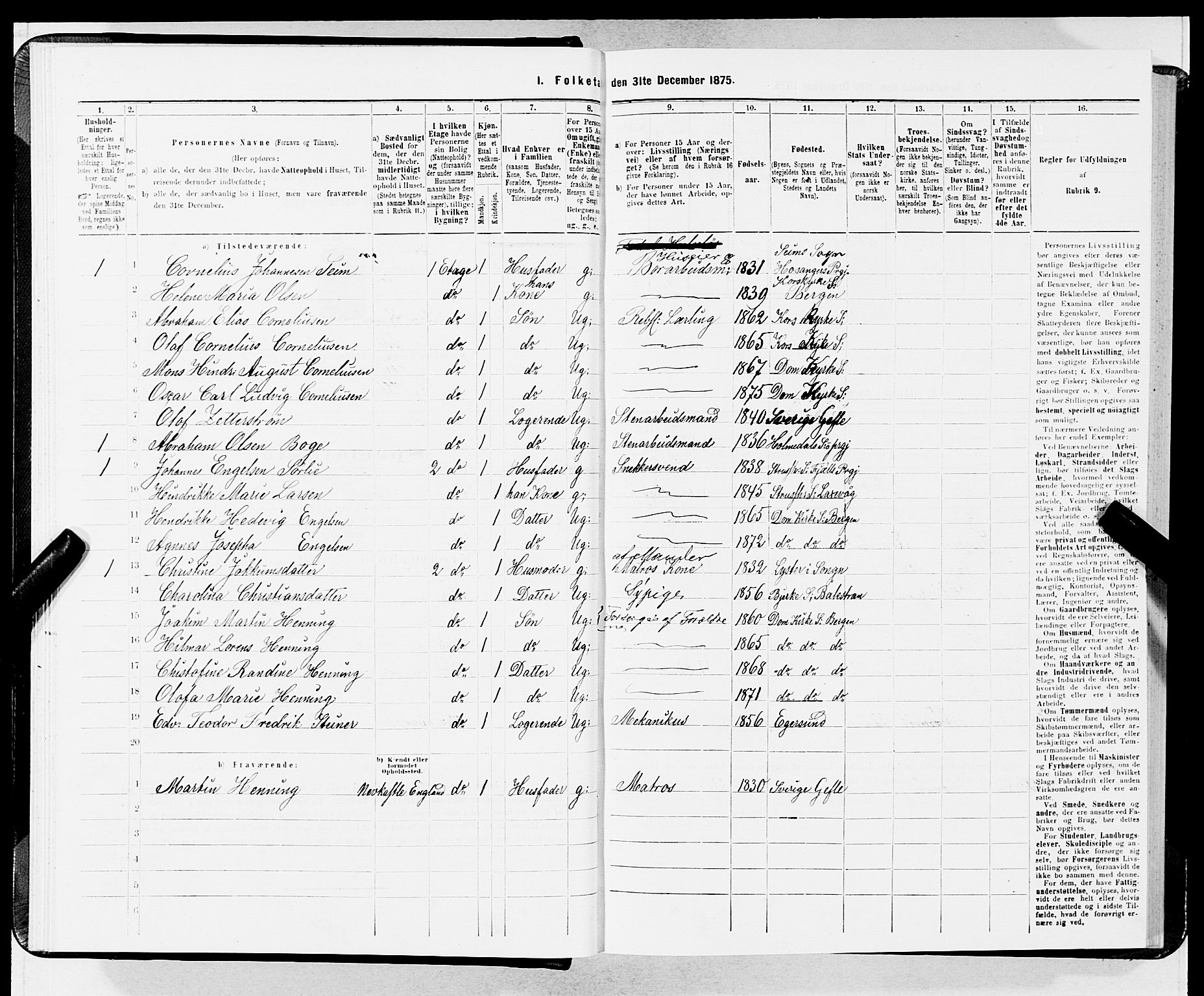 SAB, 1875 census for 1301 Bergen, 1875, p. 2616