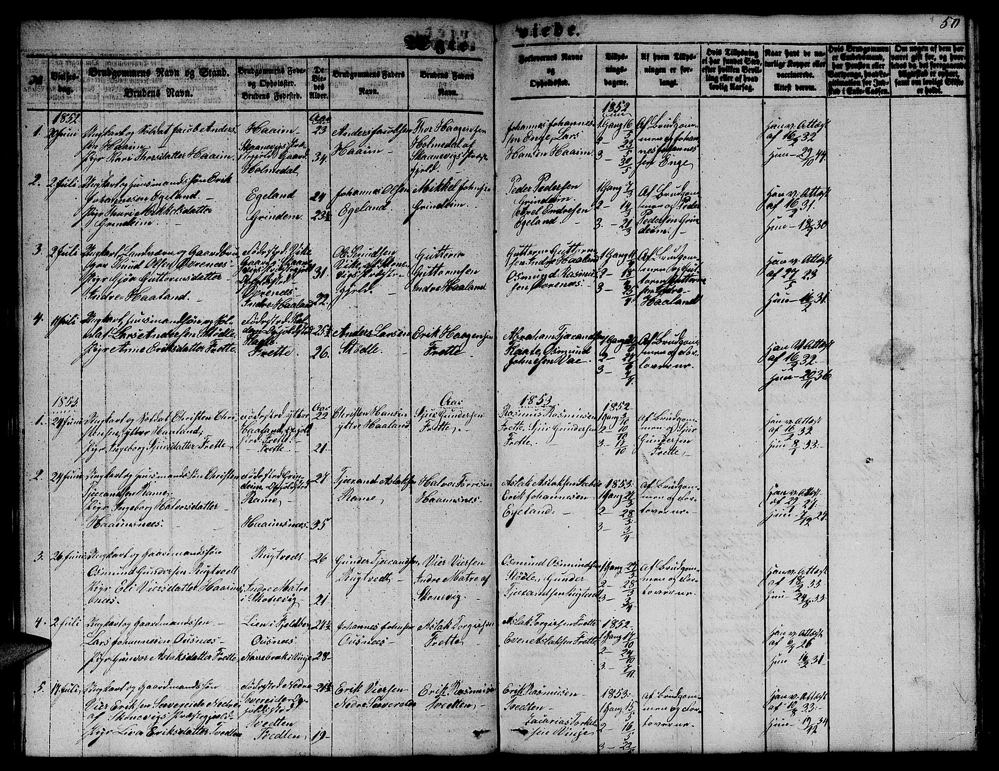 Etne sokneprestembete, SAB/A-75001/H/Hab: Parish register (copy) no. C 2, 1851-1865, p. 50