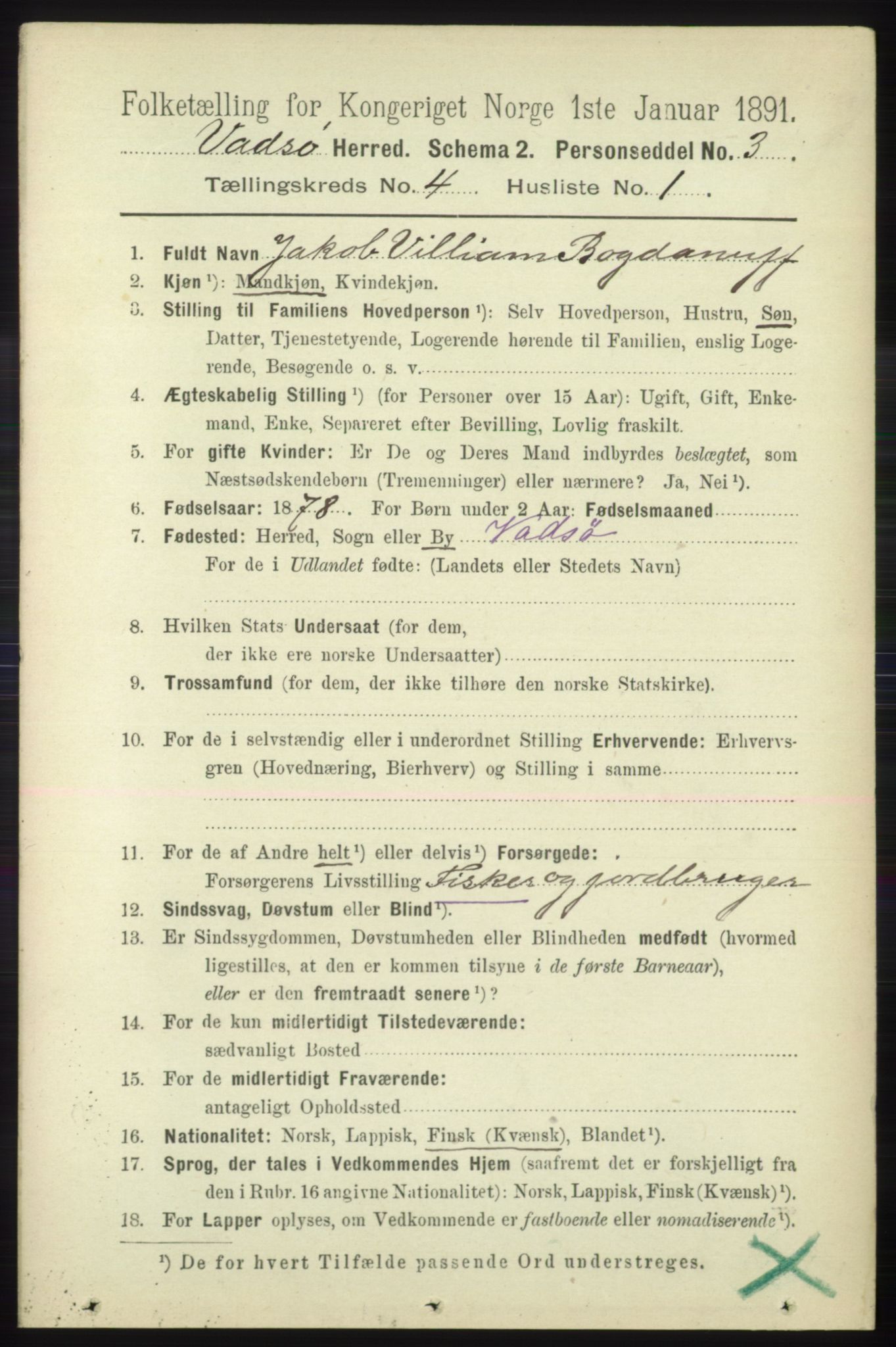 RA, 1891 census for 2029 Vadsø, 1891, p. 1210