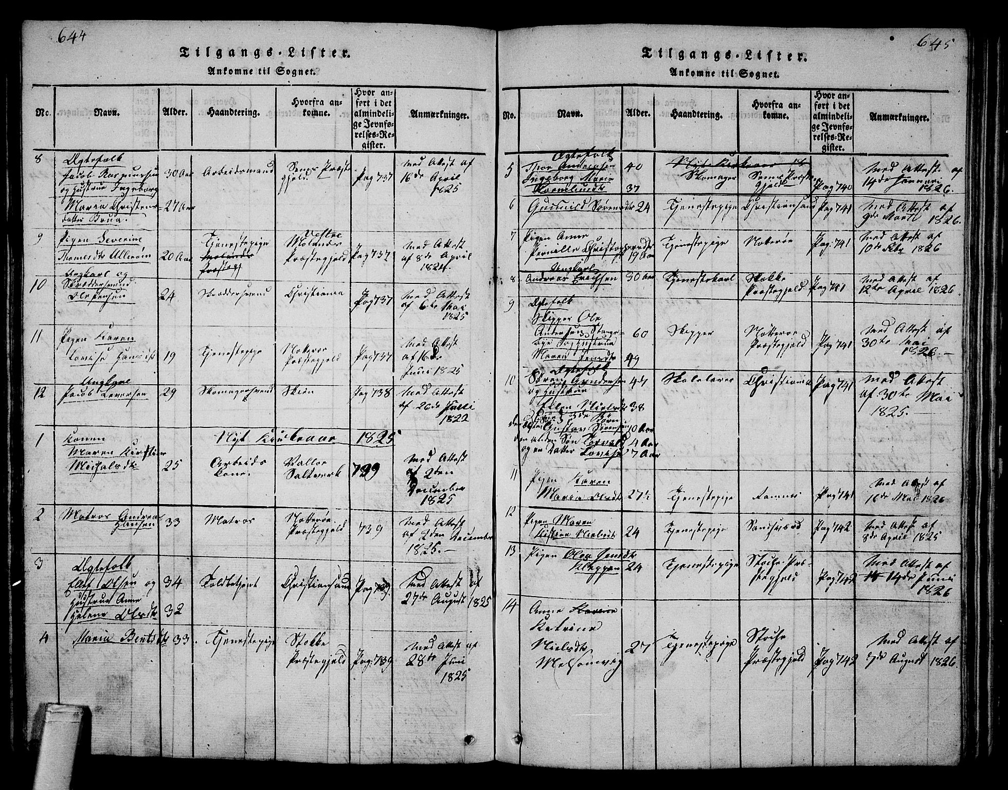 Tønsberg kirkebøker, AV/SAKO-A-330/G/Ga/L0001: Parish register (copy) no. 1, 1813-1826, p. 644-645