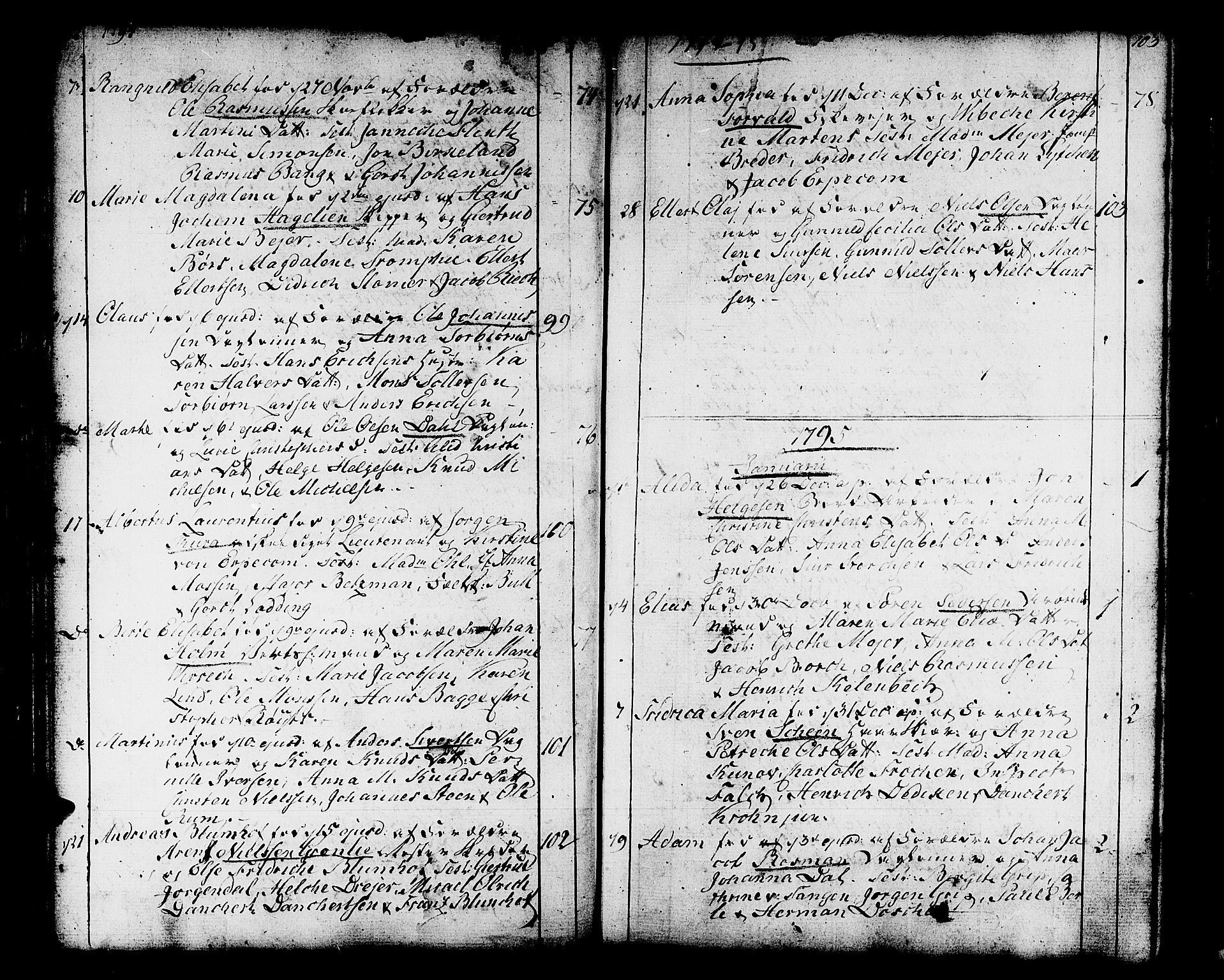 Domkirken sokneprestembete, SAB/A-74801/H/Haa/L0004: Parish register (official) no. A 4, 1763-1820, p. 102-103