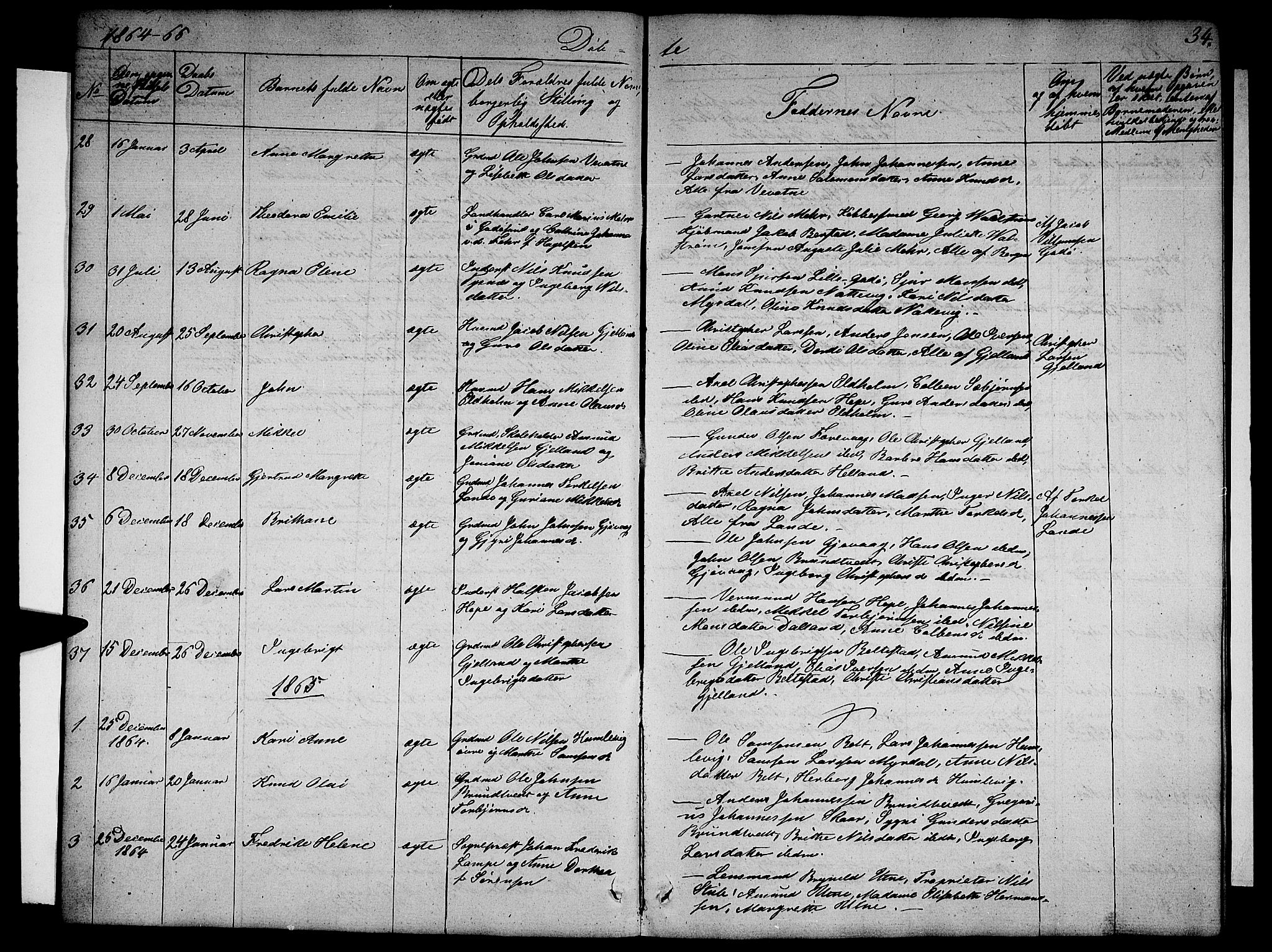 Tysnes sokneprestembete, AV/SAB-A-78601/H/Hab: Parish register (copy) no. B 1, 1855-1877, p. 34