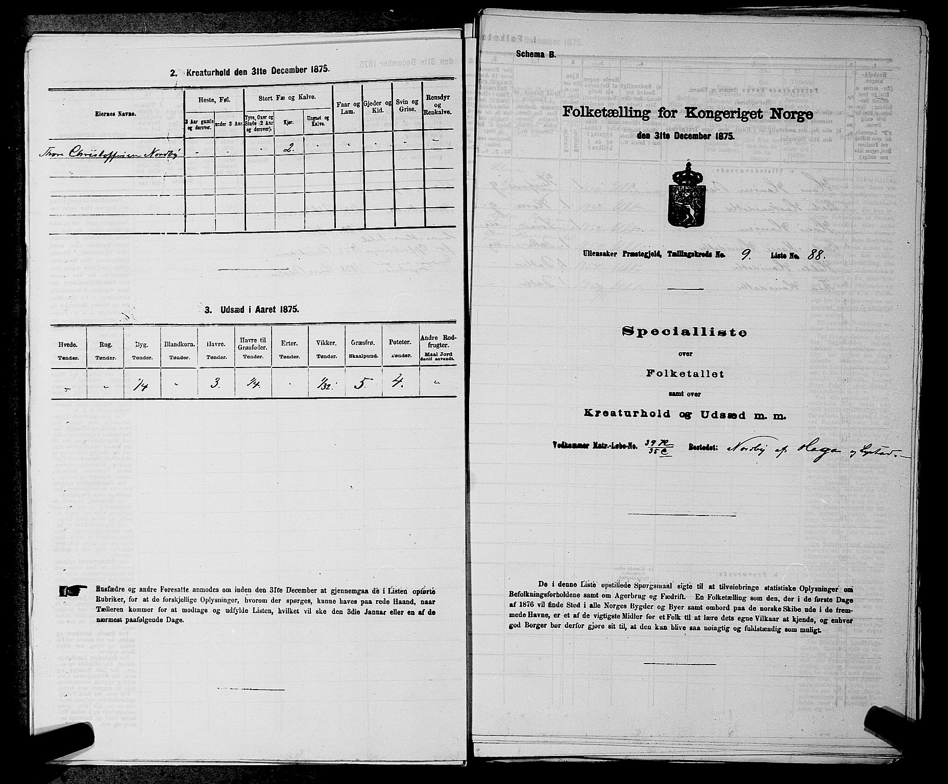 RA, 1875 census for 0235P Ullensaker, 1875, p. 1257