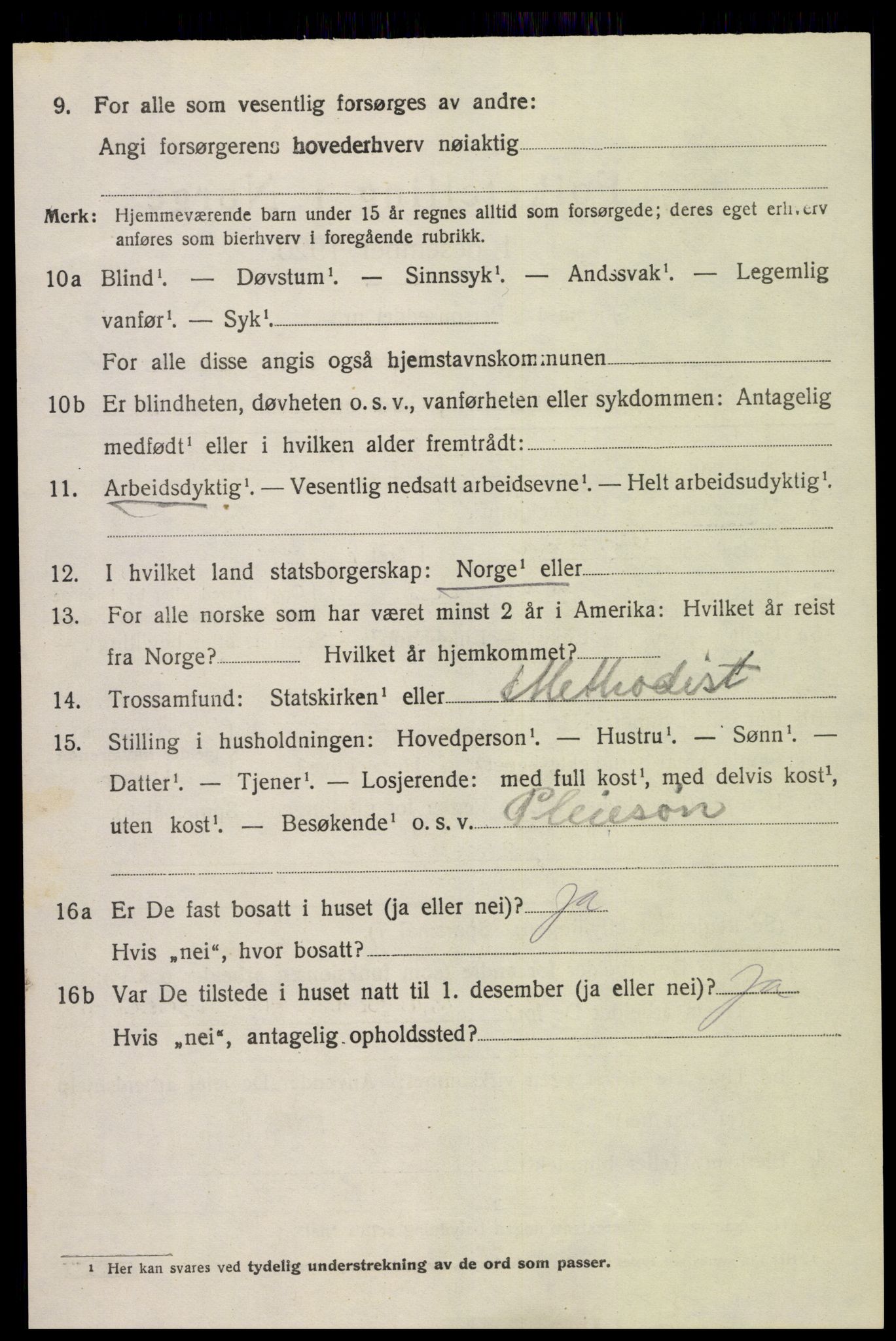 SAK, 1920 census for Øyestad, 1920, p. 10085