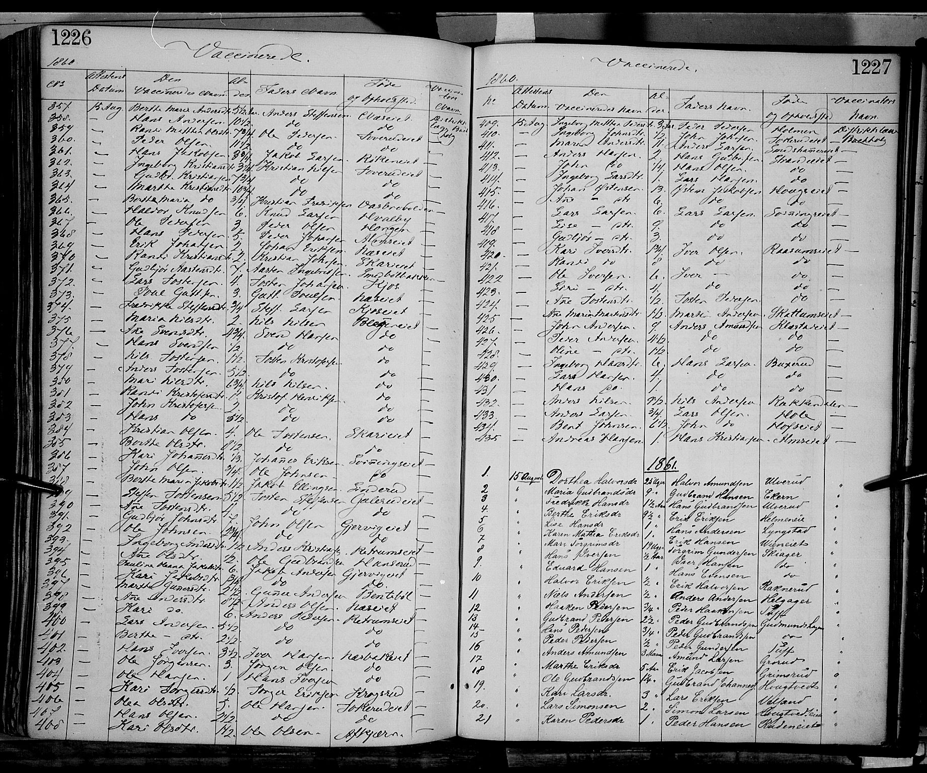 Gran prestekontor, SAH/PREST-112/H/Ha/Haa/L0012: Parish register (official) no. 12, 1856-1874, p. 1226-1227