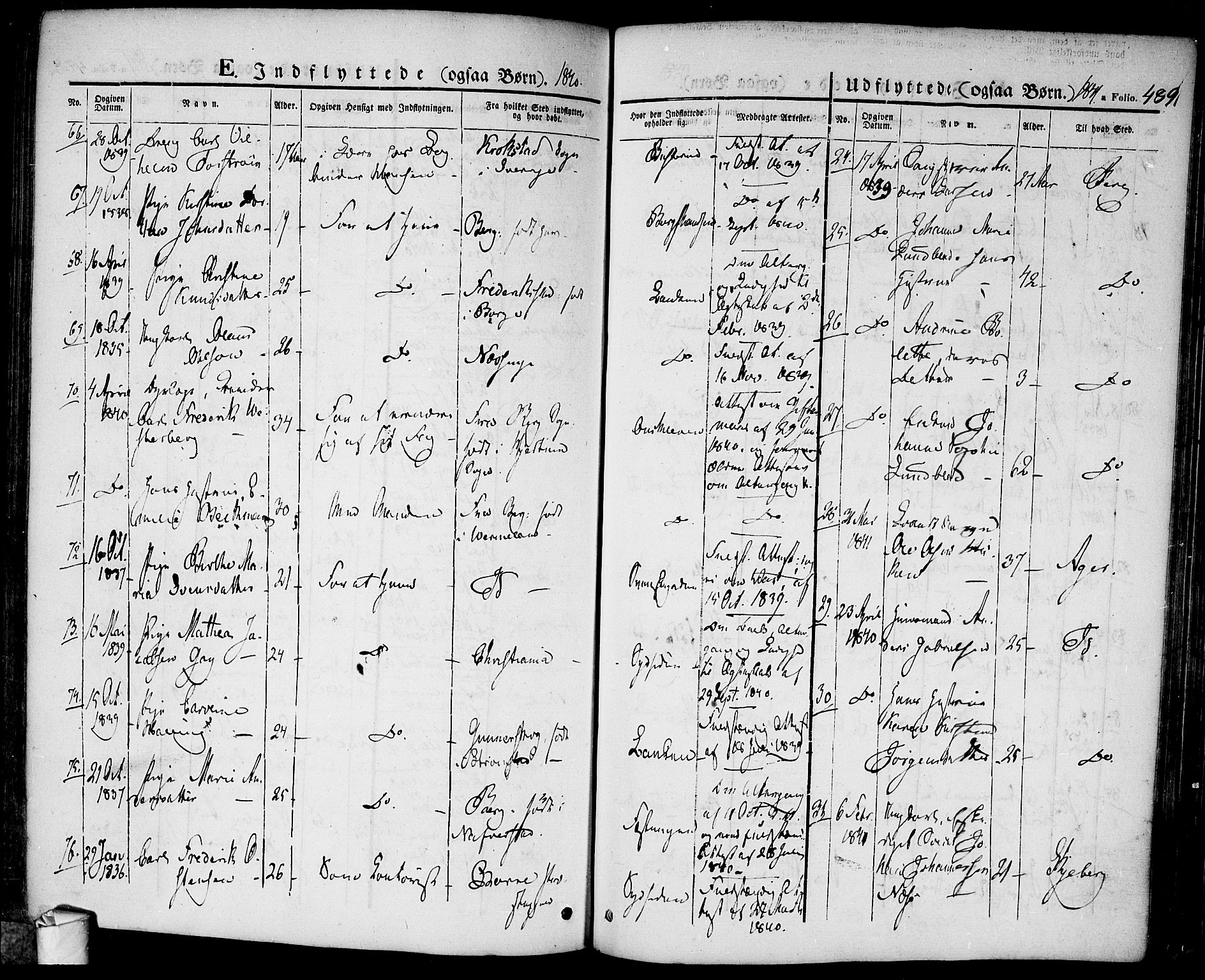 Halden prestekontor Kirkebøker, SAO/A-10909/F/Fa/L0005: Parish register (official) no. I 5, 1834-1845, p. 489