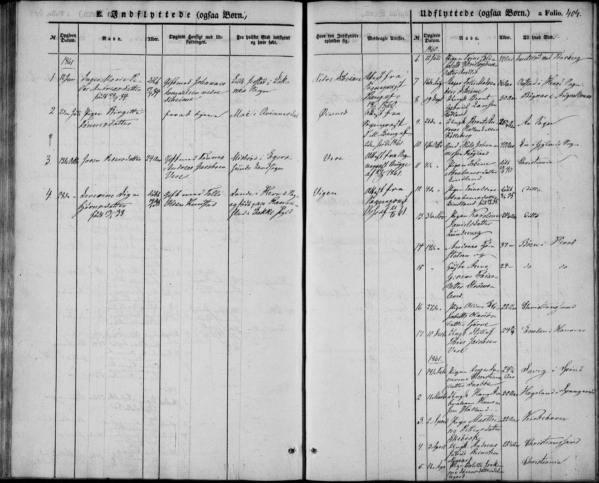 Lista sokneprestkontor, AV/SAK-1111-0027/F/Fb/L0002: Parish register (copy) no. B 2, 1847-1862, p. 404