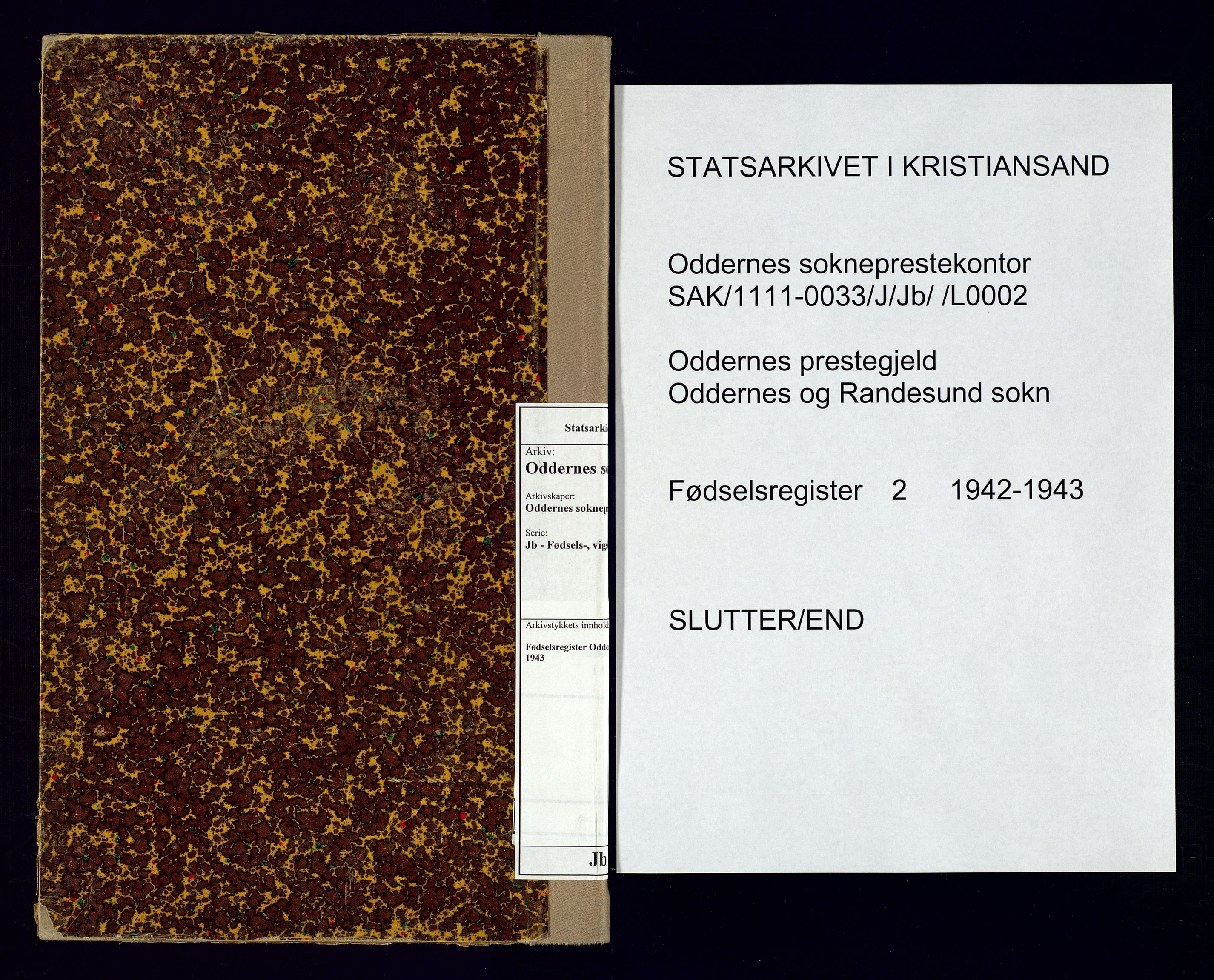 Oddernes sokneprestkontor, AV/SAK-1111-0033/J/Jb/L0002: Birth register no. 2, 1942-1943