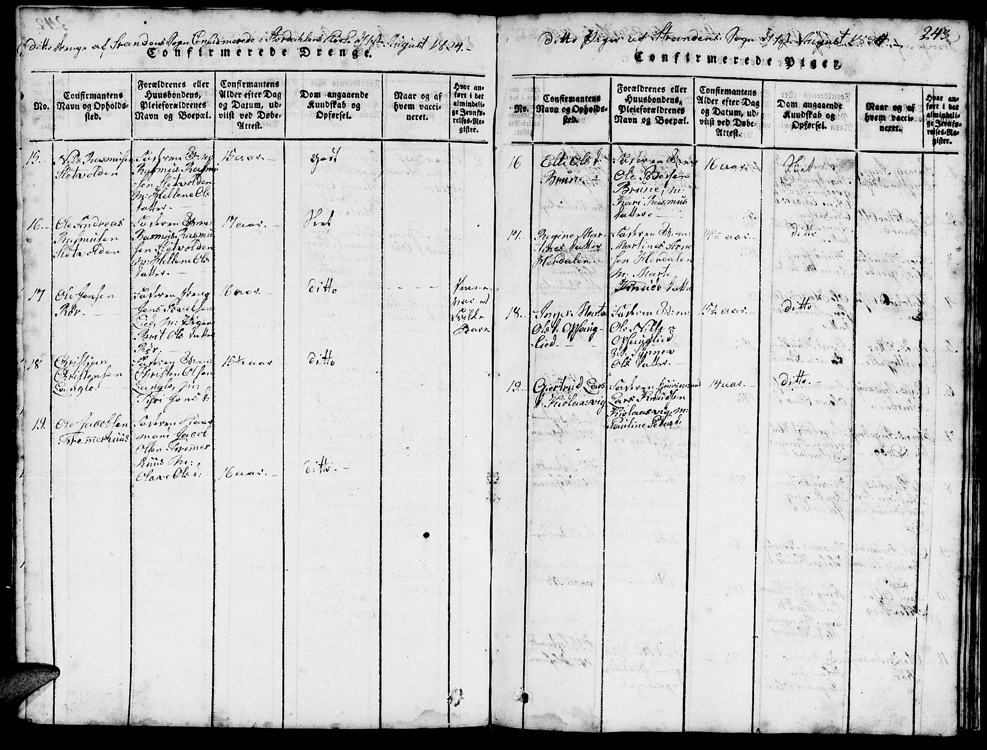 Ministerialprotokoller, klokkerbøker og fødselsregistre - Møre og Romsdal, AV/SAT-A-1454/520/L0289: Parish register (copy) no. 520C01, 1817-1837, p. 243