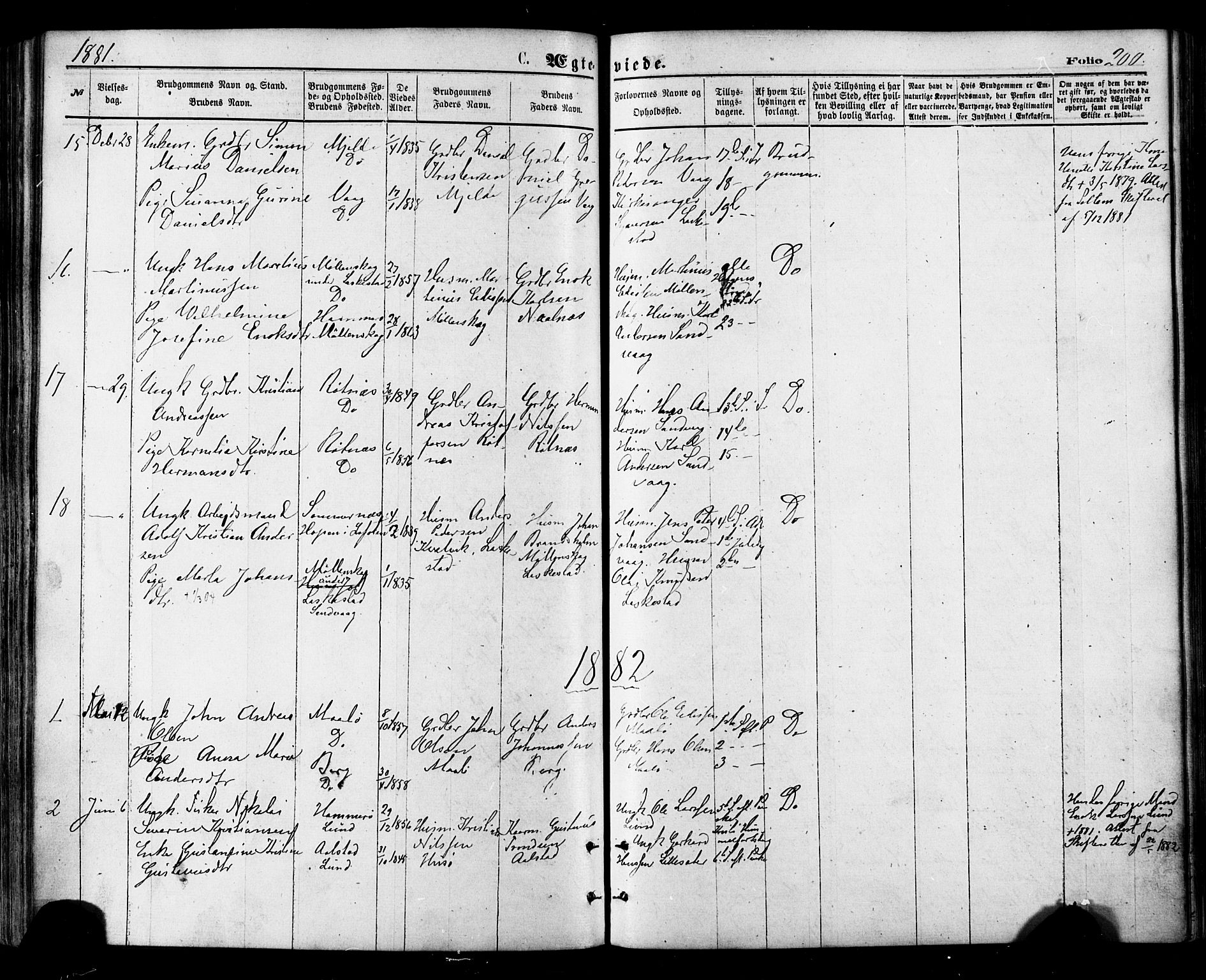 Ministerialprotokoller, klokkerbøker og fødselsregistre - Nordland, AV/SAT-A-1459/855/L0802: Parish register (official) no. 855A10, 1875-1886, p. 200