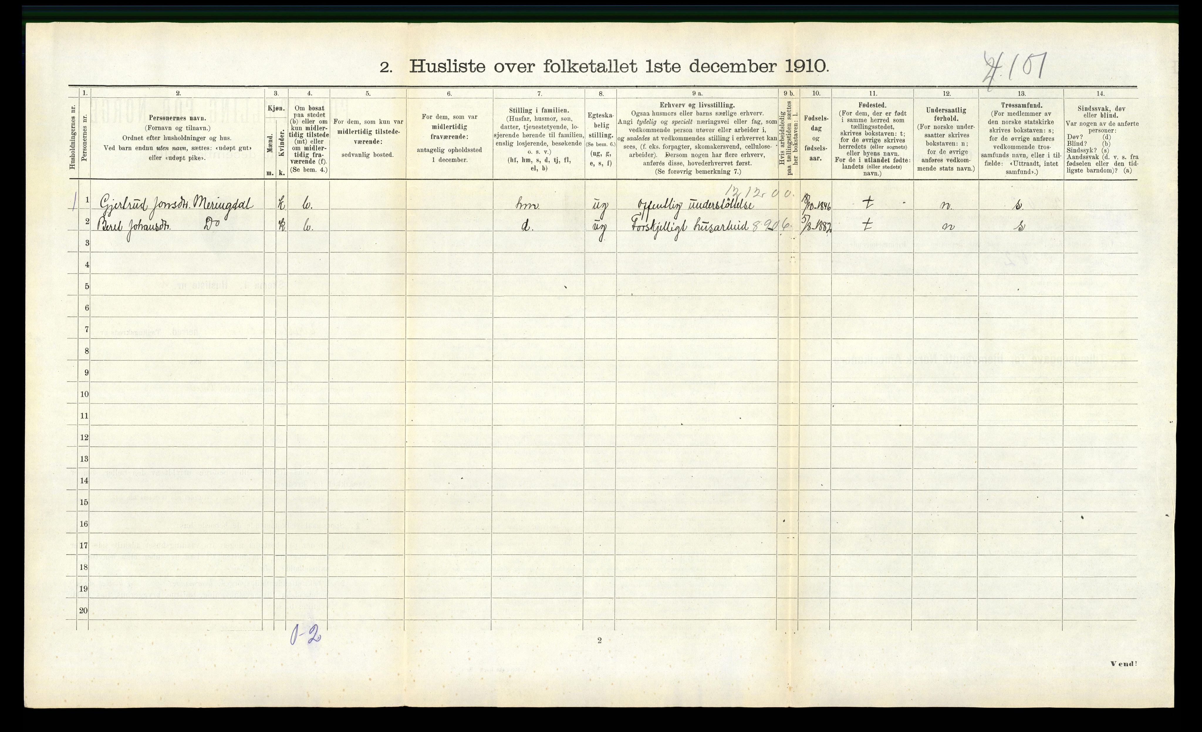 RA, 1910 census for Eresfjord og Vistdal, 1910, p. 282