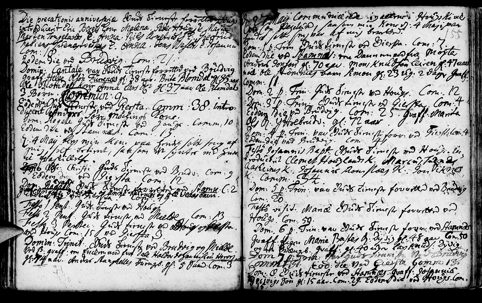 Haus sokneprestembete, AV/SAB-A-75601/H/Haa: Parish register (official) no. A 5, 1733-1747, p. 155