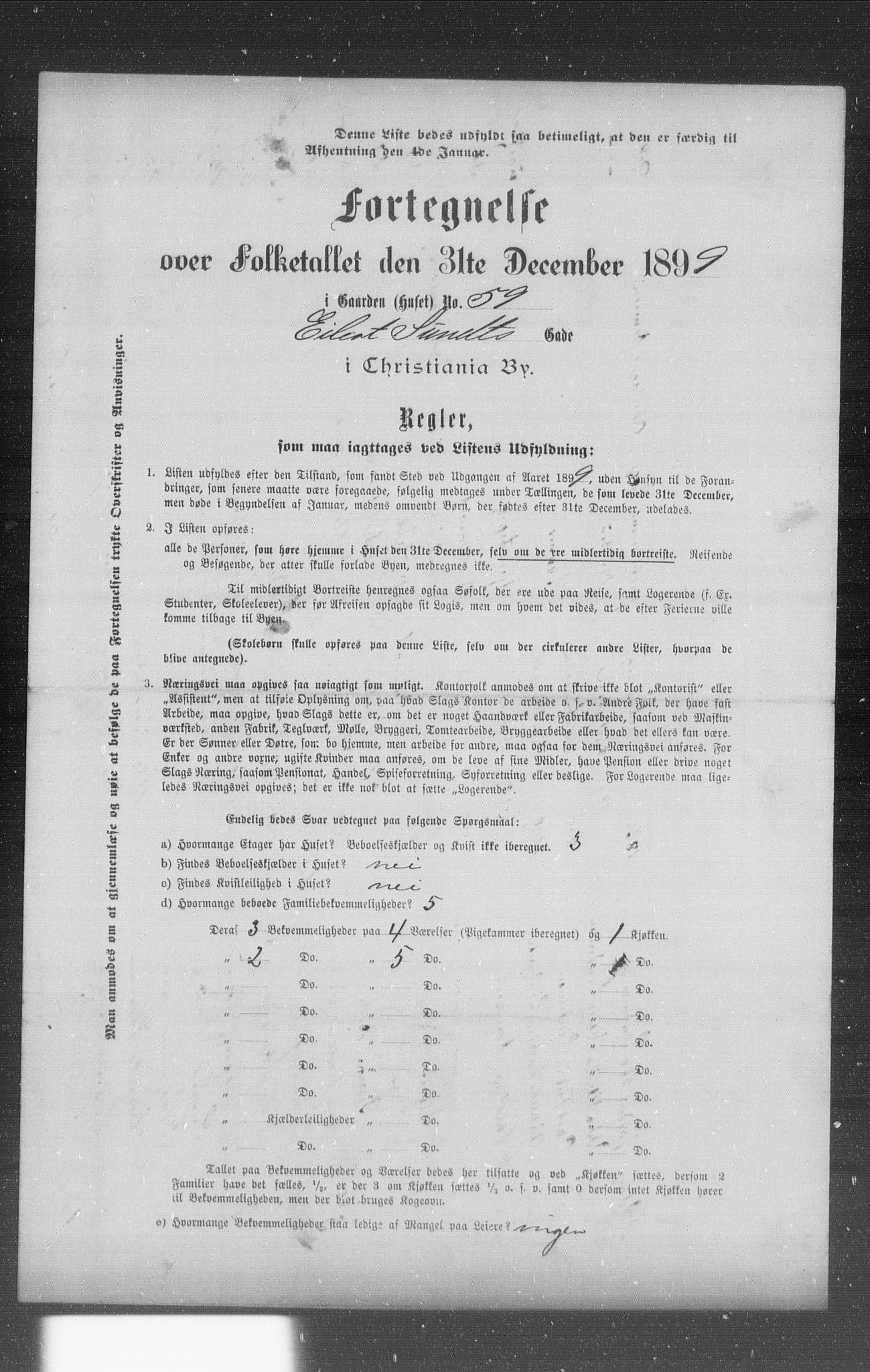 OBA, Municipal Census 1899 for Kristiania, 1899, p. 2537