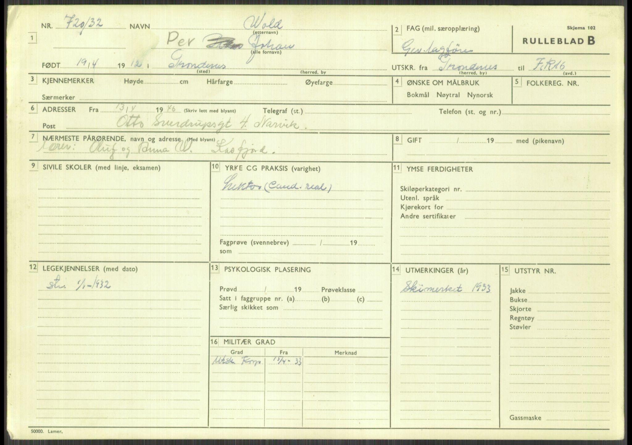 Forsvaret, Troms infanteriregiment nr. 16, AV/RA-RAFA-3146/P/Pa/L0016: Rulleblad for regimentets menige mannskaper, årsklasse 1932, 1932, p. 1639