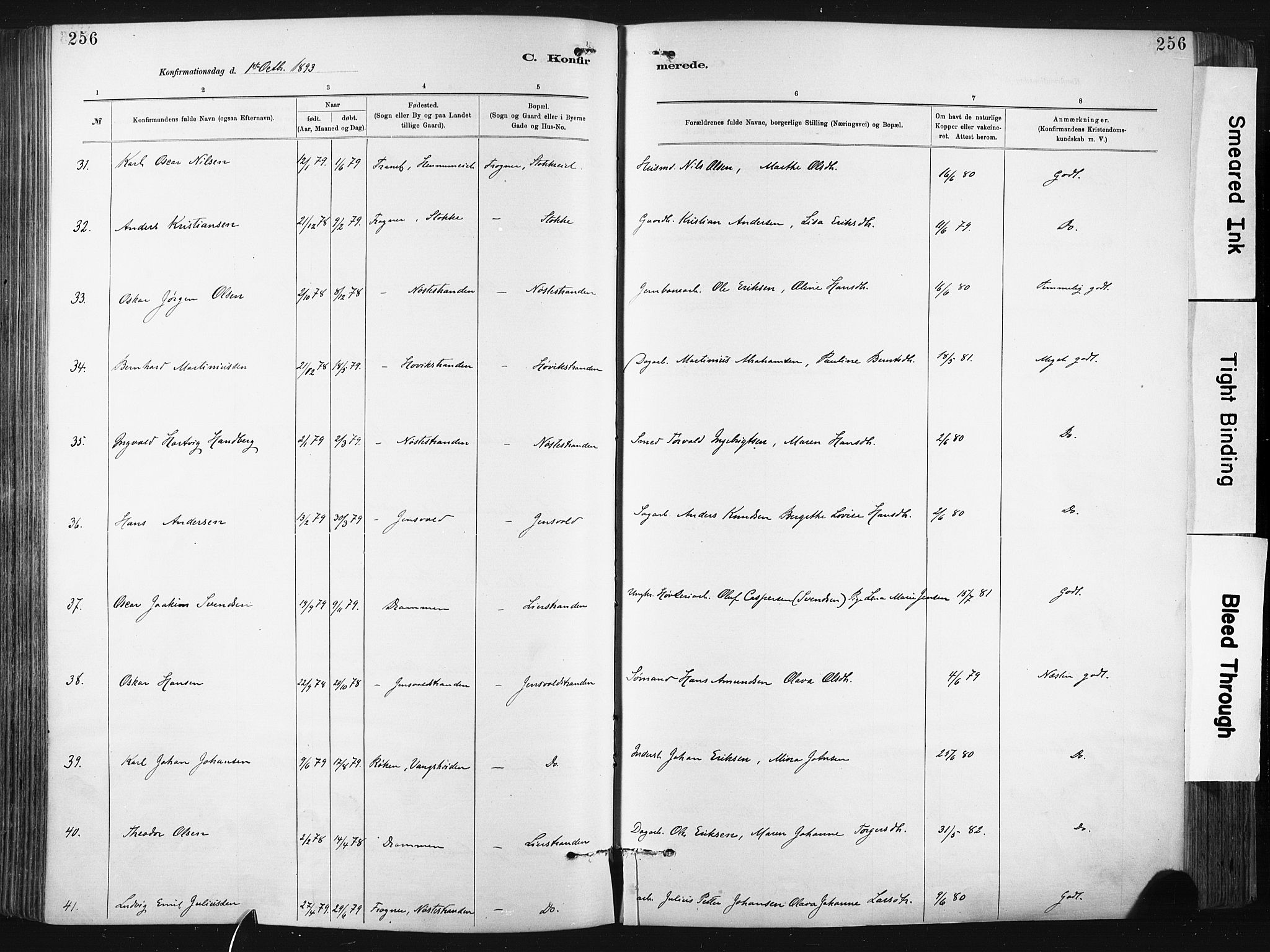 Lier kirkebøker, SAKO/A-230/F/Fa/L0015: Parish register (official) no. I 15, 1883-1894, p. 256