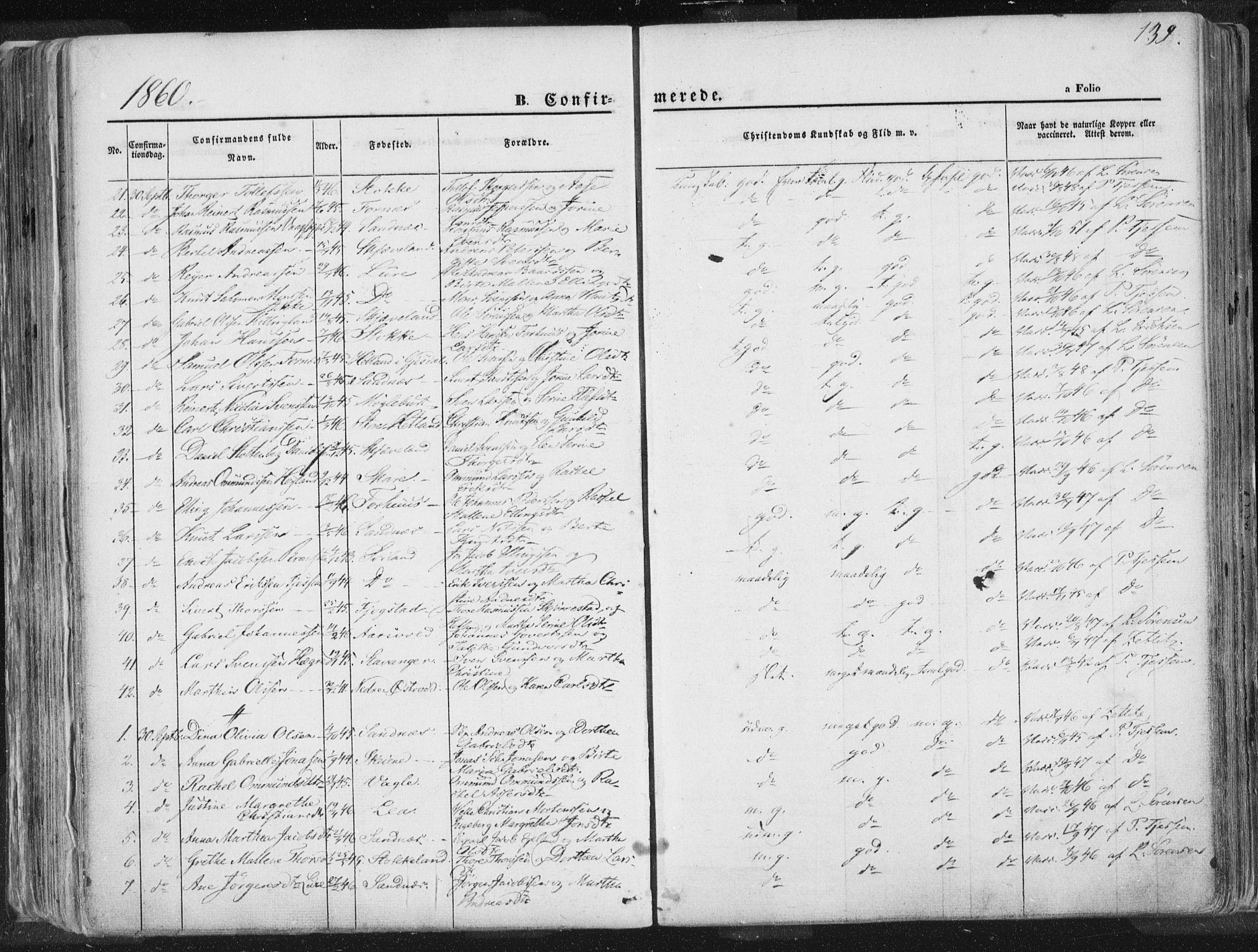 Høyland sokneprestkontor, AV/SAST-A-101799/001/30BA/L0010: Parish register (official) no. A 9.1, 1857-1877, p. 139