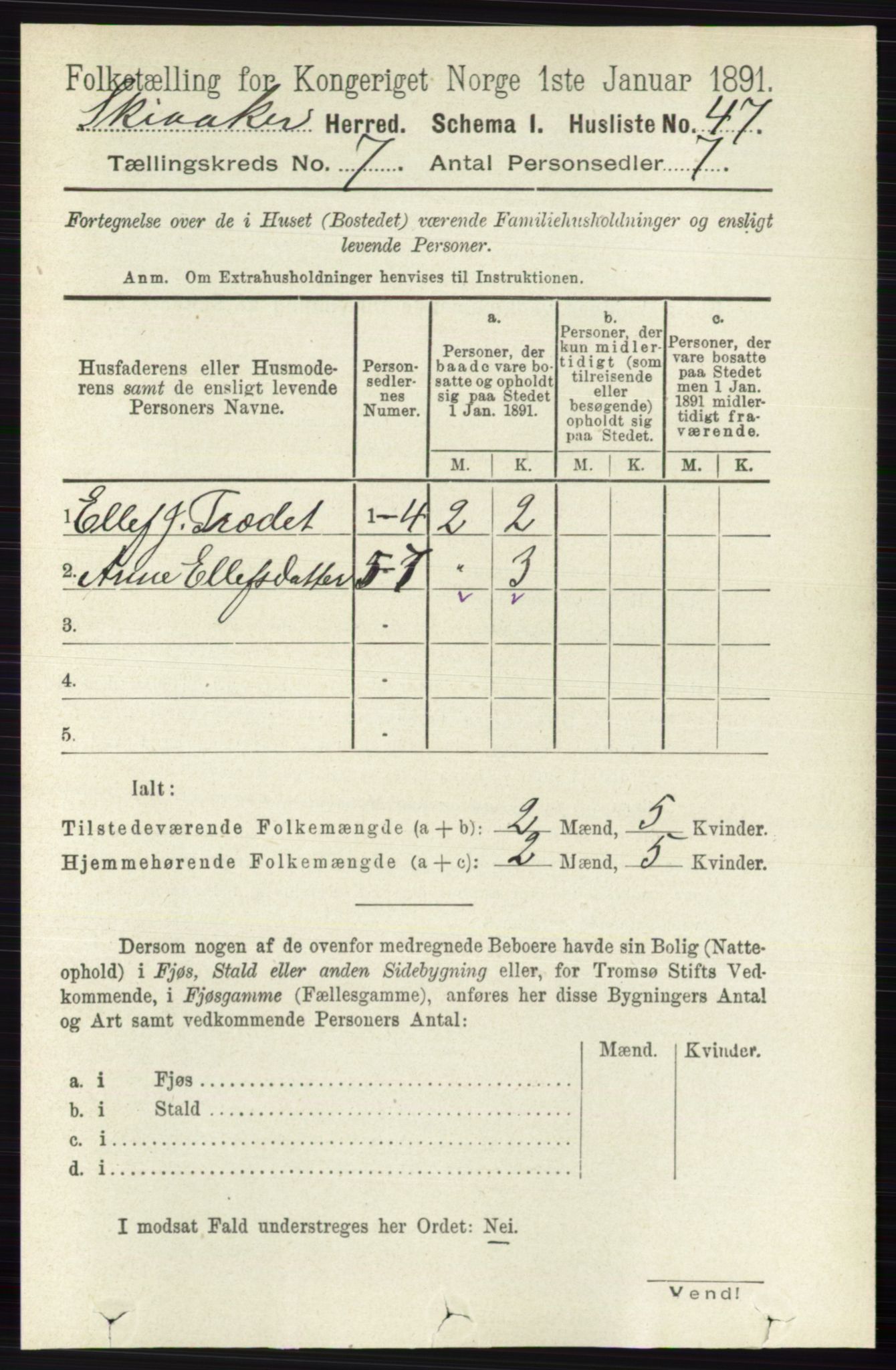 RA, 1891 census for 0513 Skjåk, 1891, p. 2288