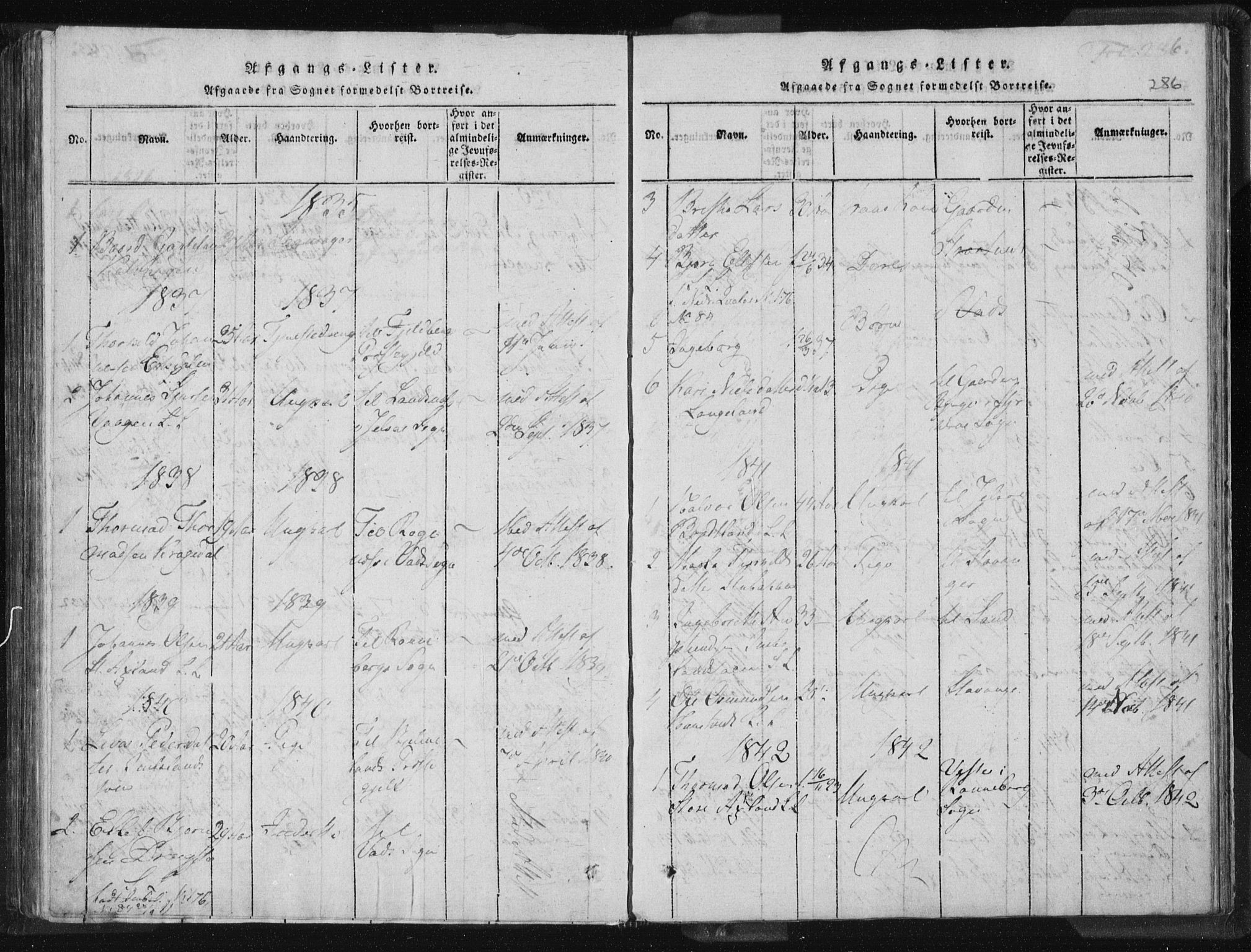 Vikedal sokneprestkontor, AV/SAST-A-101840/01/IV: Parish register (official) no. A 5, 1817-1850, p. 286