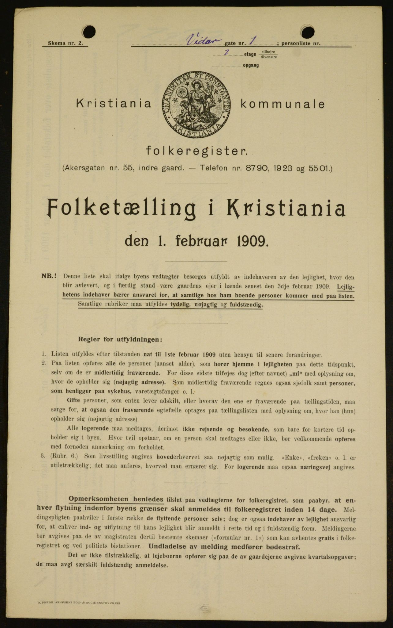 OBA, Municipal Census 1909 for Kristiania, 1909, p. 112117