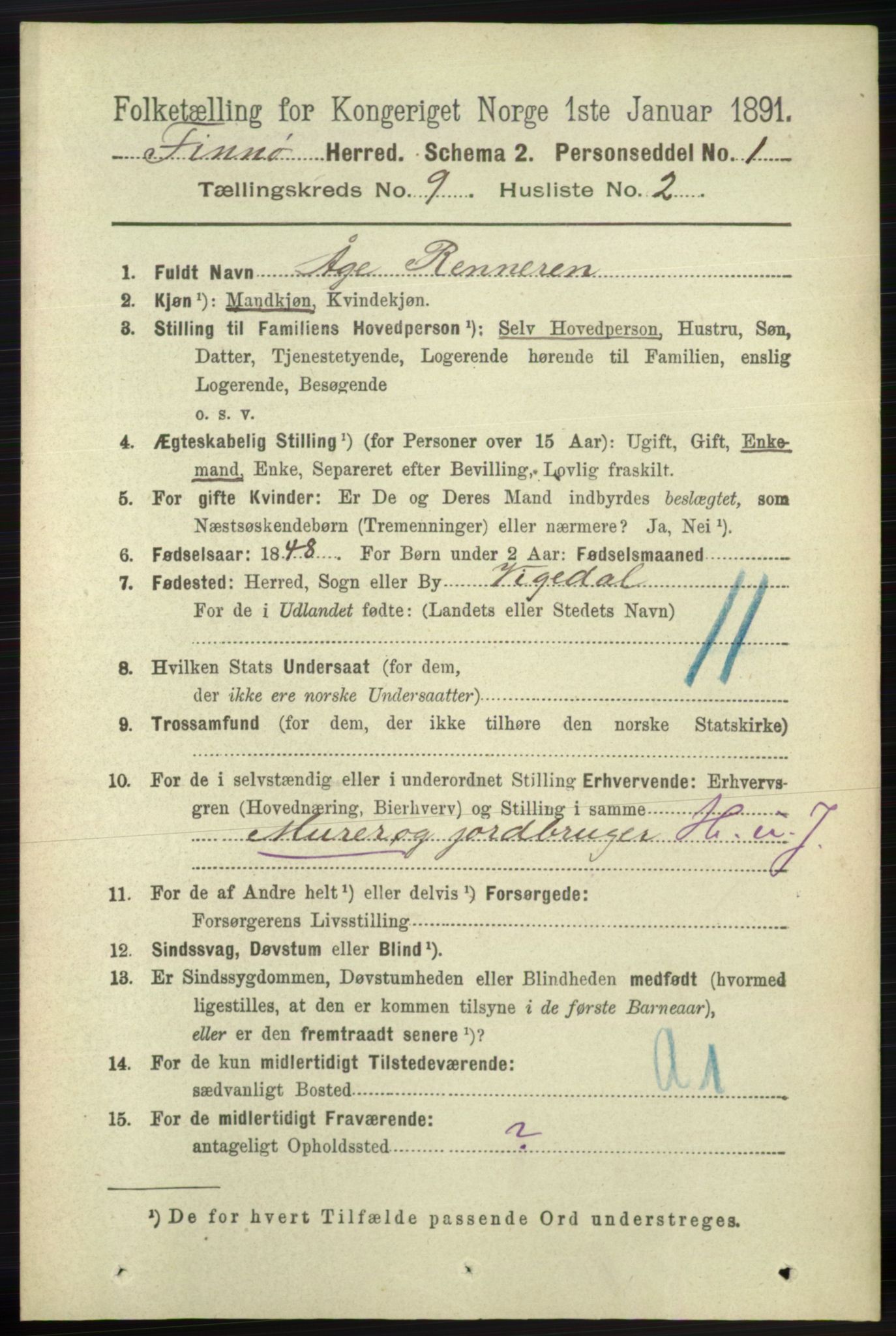 RA, 1891 census for 1141 Finnøy, 1891, p. 1866