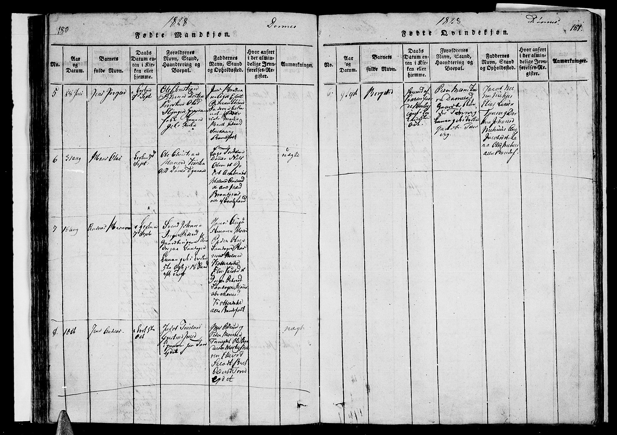 Ministerialprotokoller, klokkerbøker og fødselsregistre - Nordland, AV/SAT-A-1459/838/L0547: Parish register (official) no. 838A05 /2, 1820-1828, p. 180-181