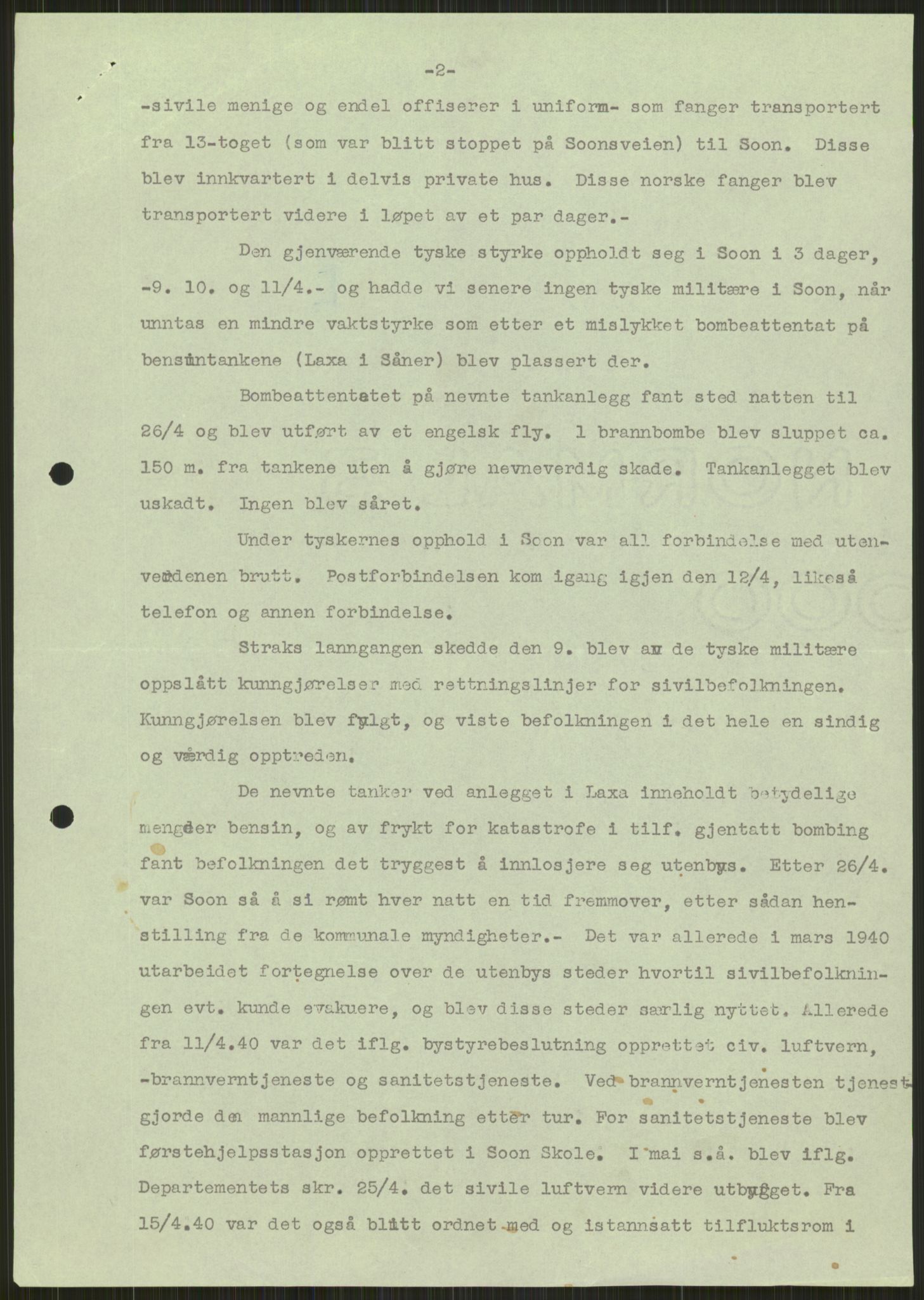 Forsvaret, Forsvarets krigshistoriske avdeling, AV/RA-RAFA-2017/Y/Ya/L0013: II-C-11-31 - Fylkesmenn.  Rapporter om krigsbegivenhetene 1940., 1940, p. 832