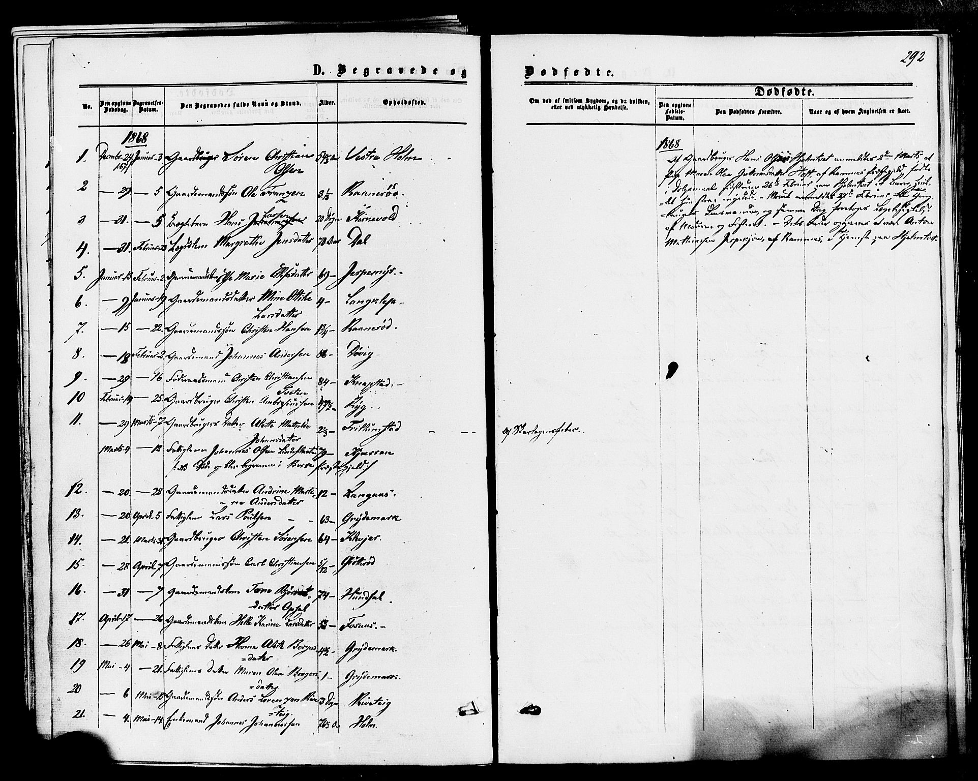 Våle kirkebøker, SAKO/A-334/F/Fa/L0010: Parish register (official) no. I 10, 1861-1877, p. 292