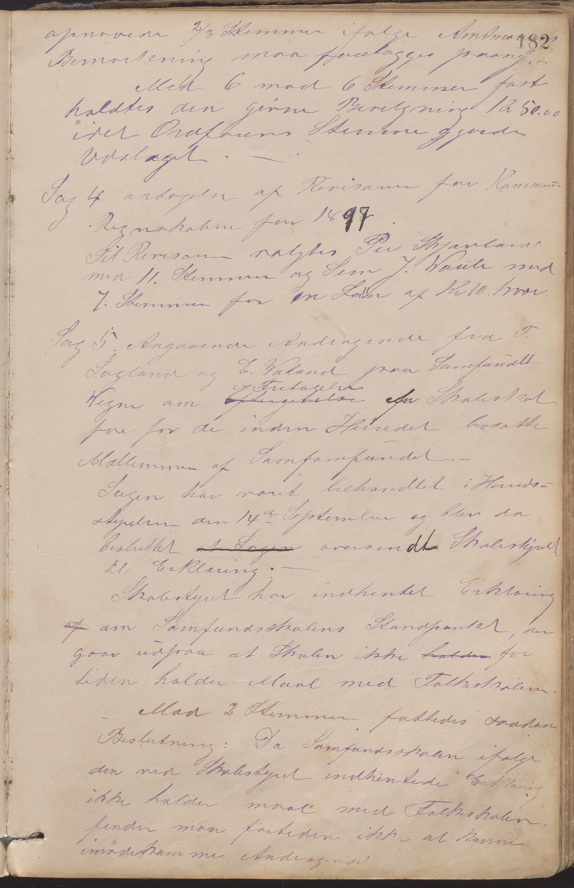 Bjerkreim kommune - Formannskapet/Sentraladministrasjonen, IKAR/K-101531/A/Aa/L0002: Møtebok, 1884-1903, p. 182a