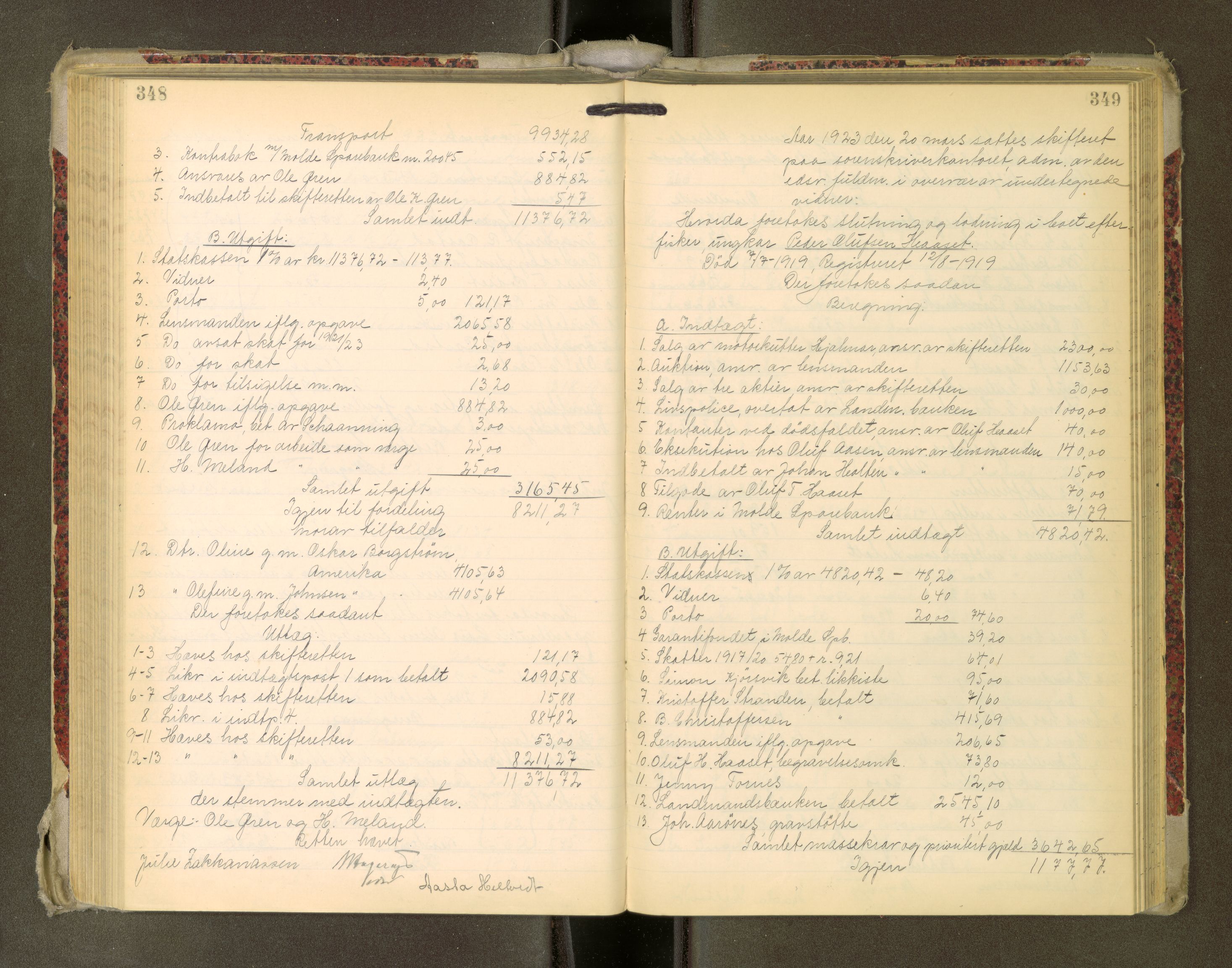 Romsdal sorenskriveri, AV/SAT-A-4149/1/3/3A/L0022: Skifteutlodnings Protokoll, 1920-1924, p. 348-349