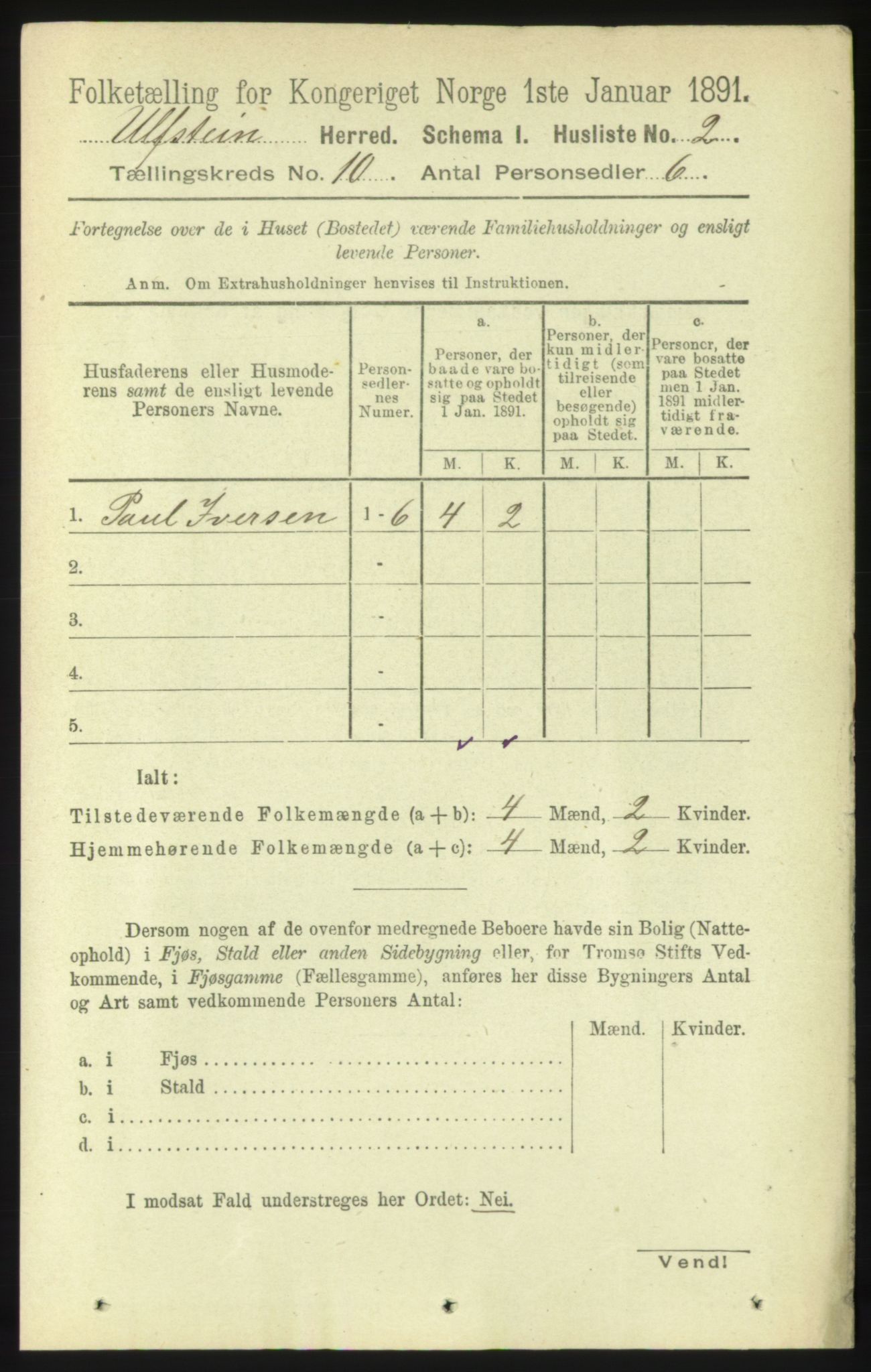 RA, 1891 census for 1516 Ulstein, 1891, p. 3115