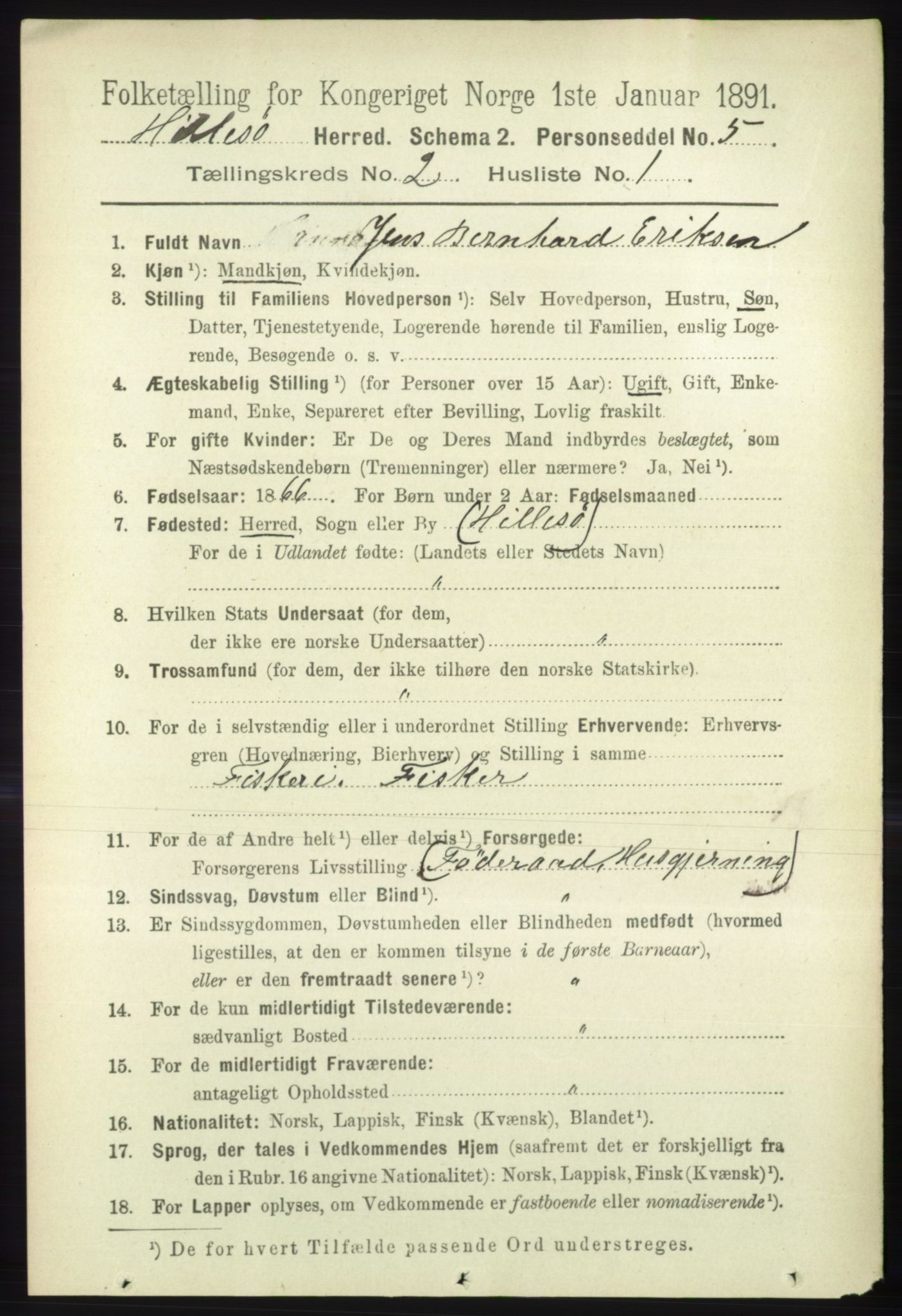 RA, 1891 census for 1930 Hillesøy, 1891, p. 633