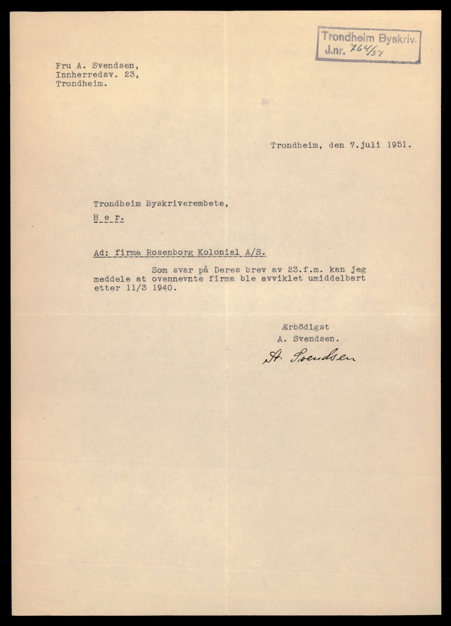 Trondheim byfogd, AV/SAT-A-0003/2/J/Jd/Jdb/L0009: Aksjeselskap, Ro-Sk, 1960-1964, p. 1