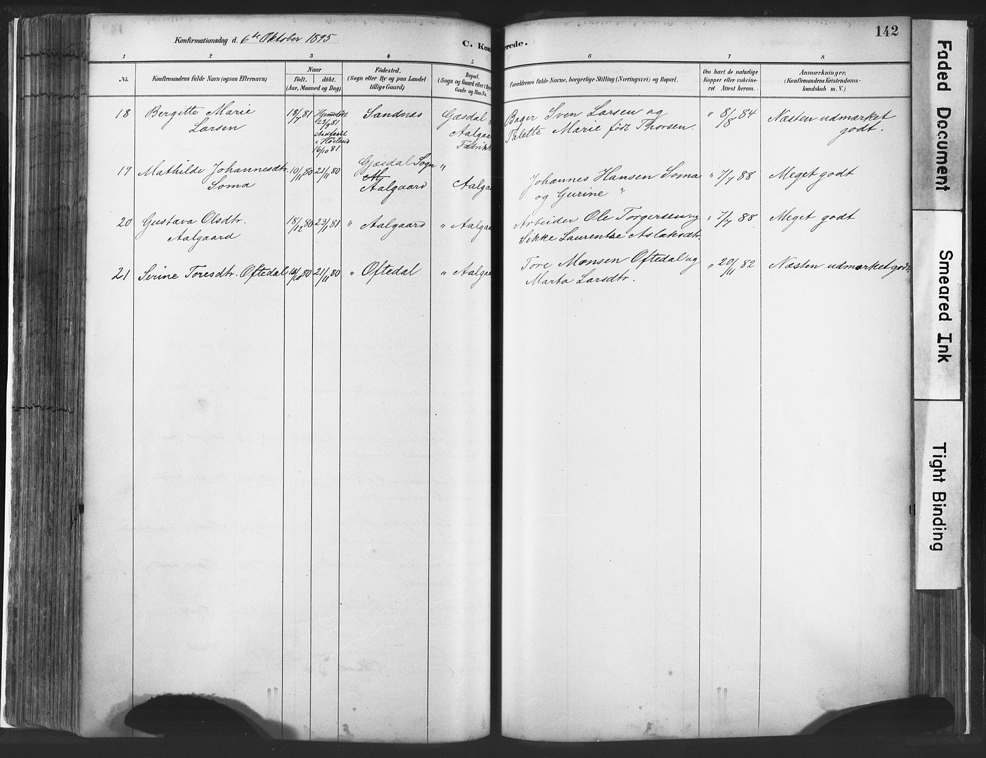 Lye sokneprestkontor, AV/SAST-A-101794/001/30BA/L0010: Parish register (official) no. A 10, 1881-1896, p. 142