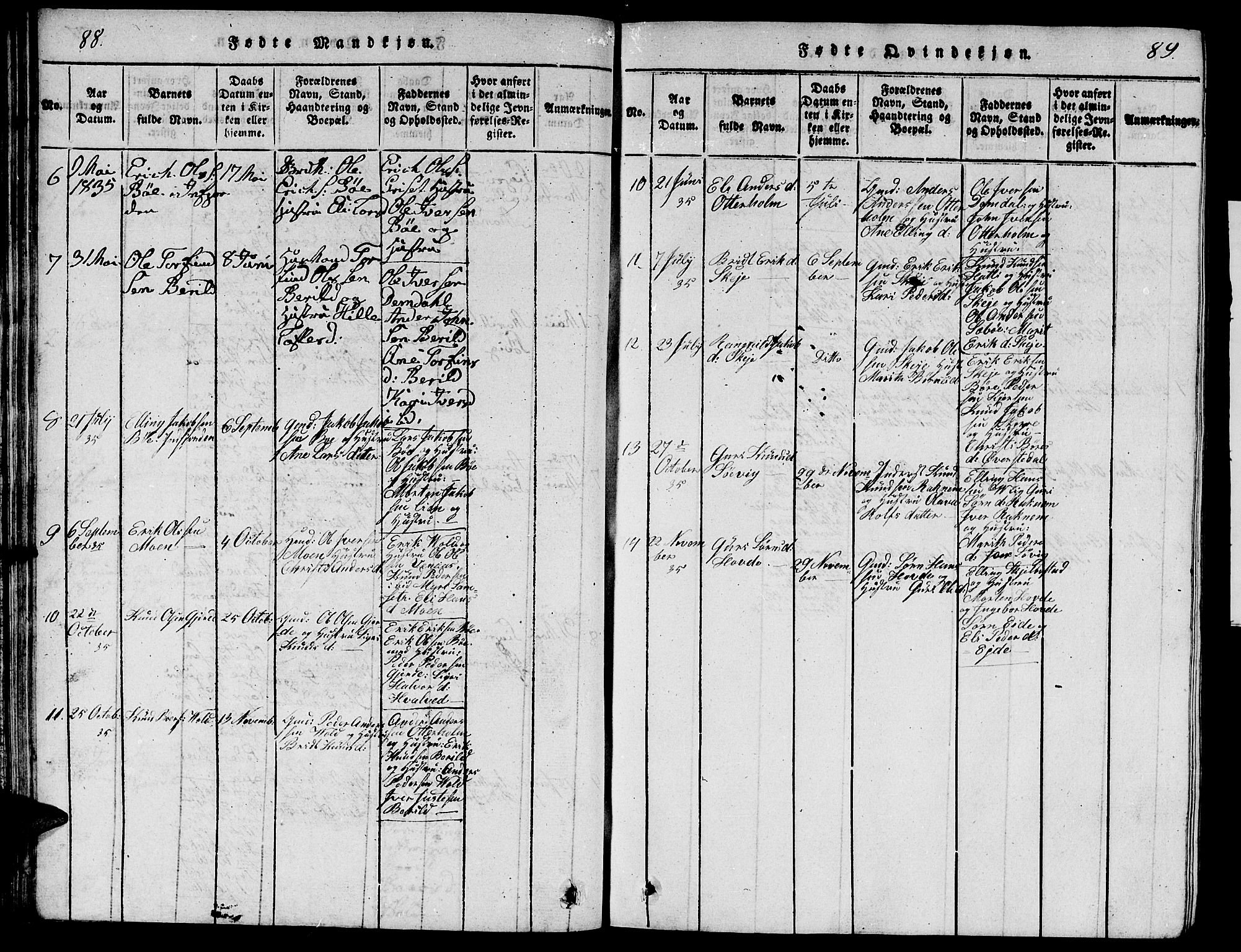 Ministerialprotokoller, klokkerbøker og fødselsregistre - Møre og Romsdal, AV/SAT-A-1454/543/L0563: Parish register (copy) no. 543C01, 1818-1836, p. 88-89