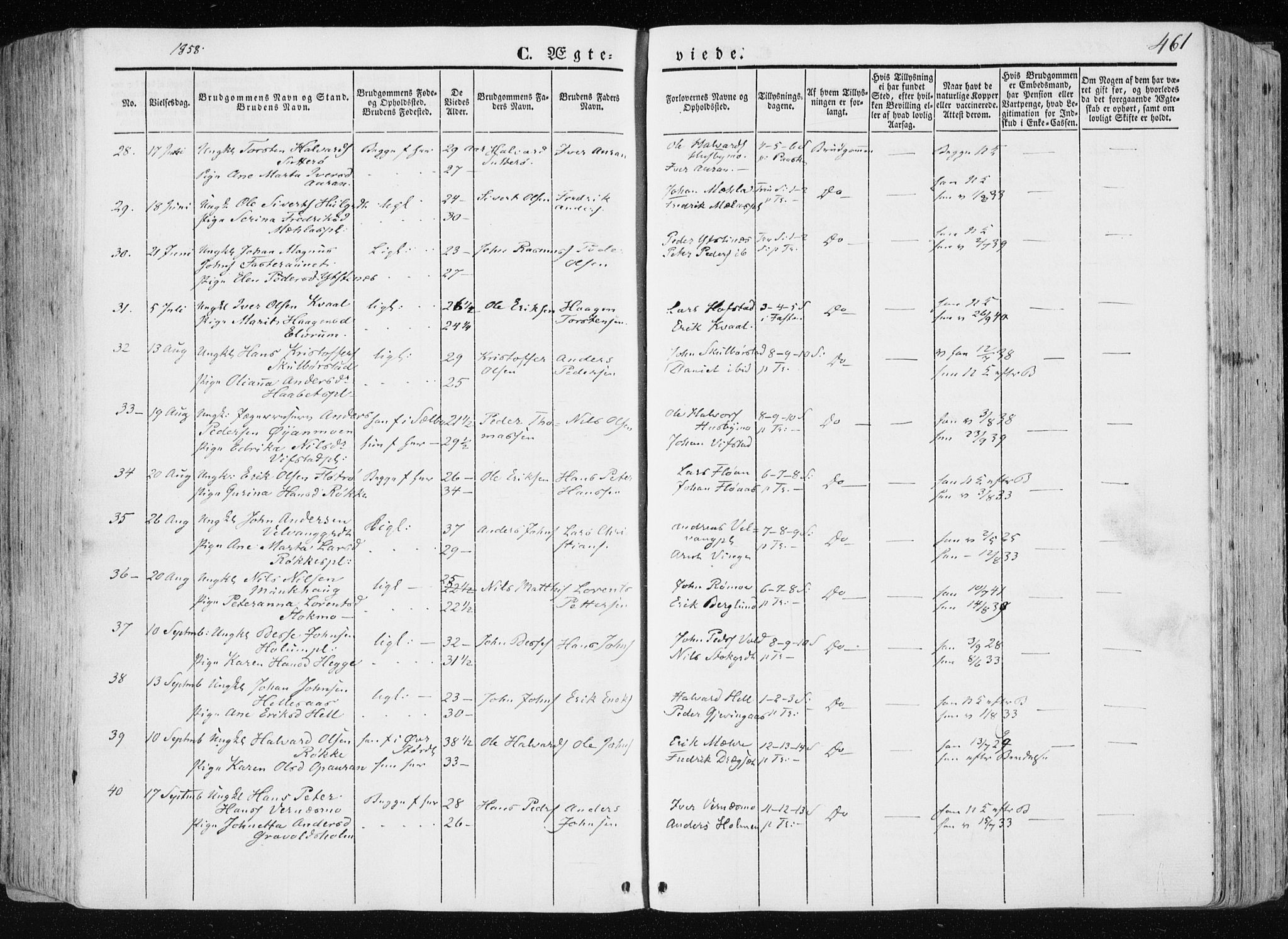 Ministerialprotokoller, klokkerbøker og fødselsregistre - Nord-Trøndelag, AV/SAT-A-1458/709/L0074: Parish register (official) no. 709A14, 1845-1858, p. 461