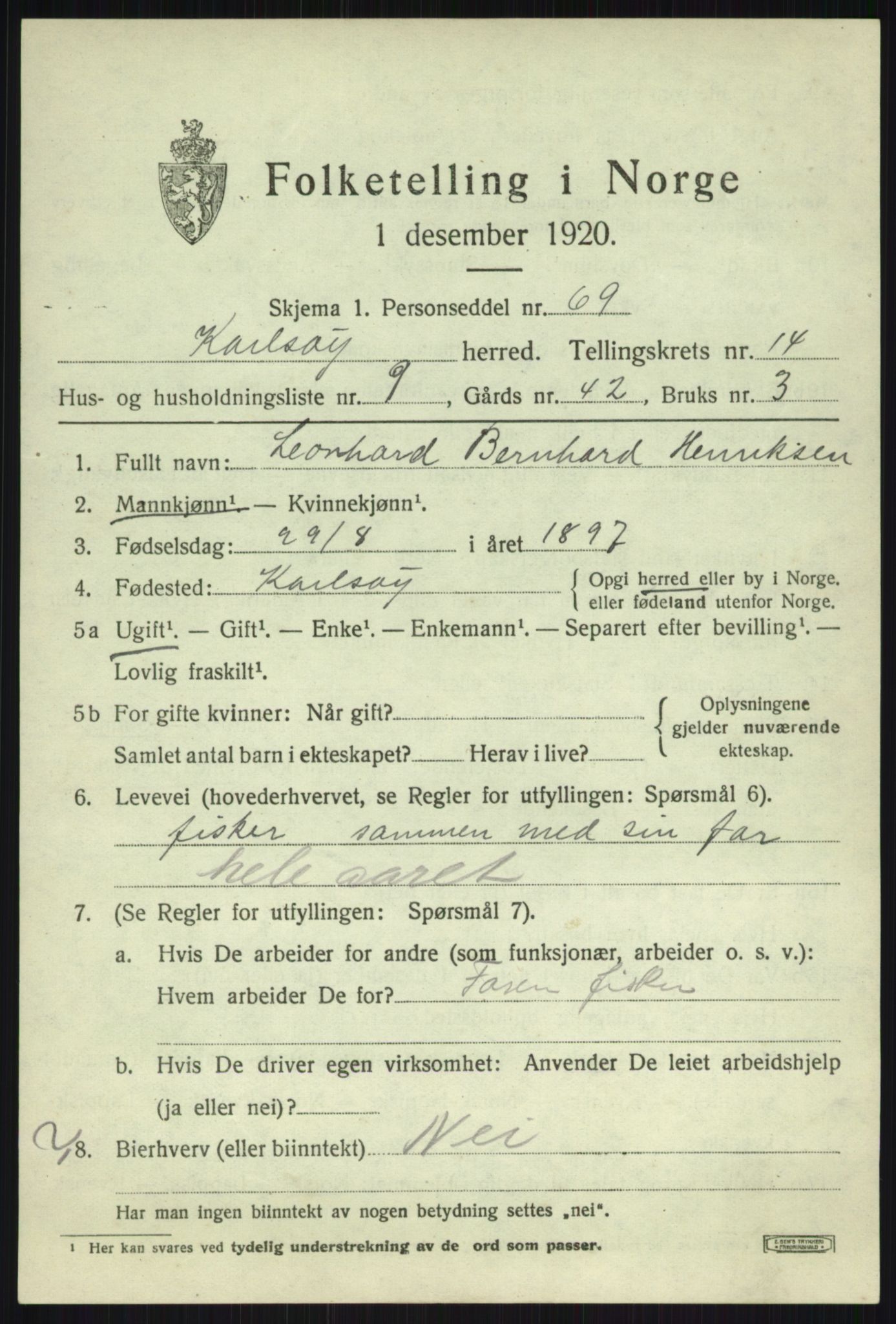 SATØ, 1920 census for Karlsøy, 1920, p. 5233