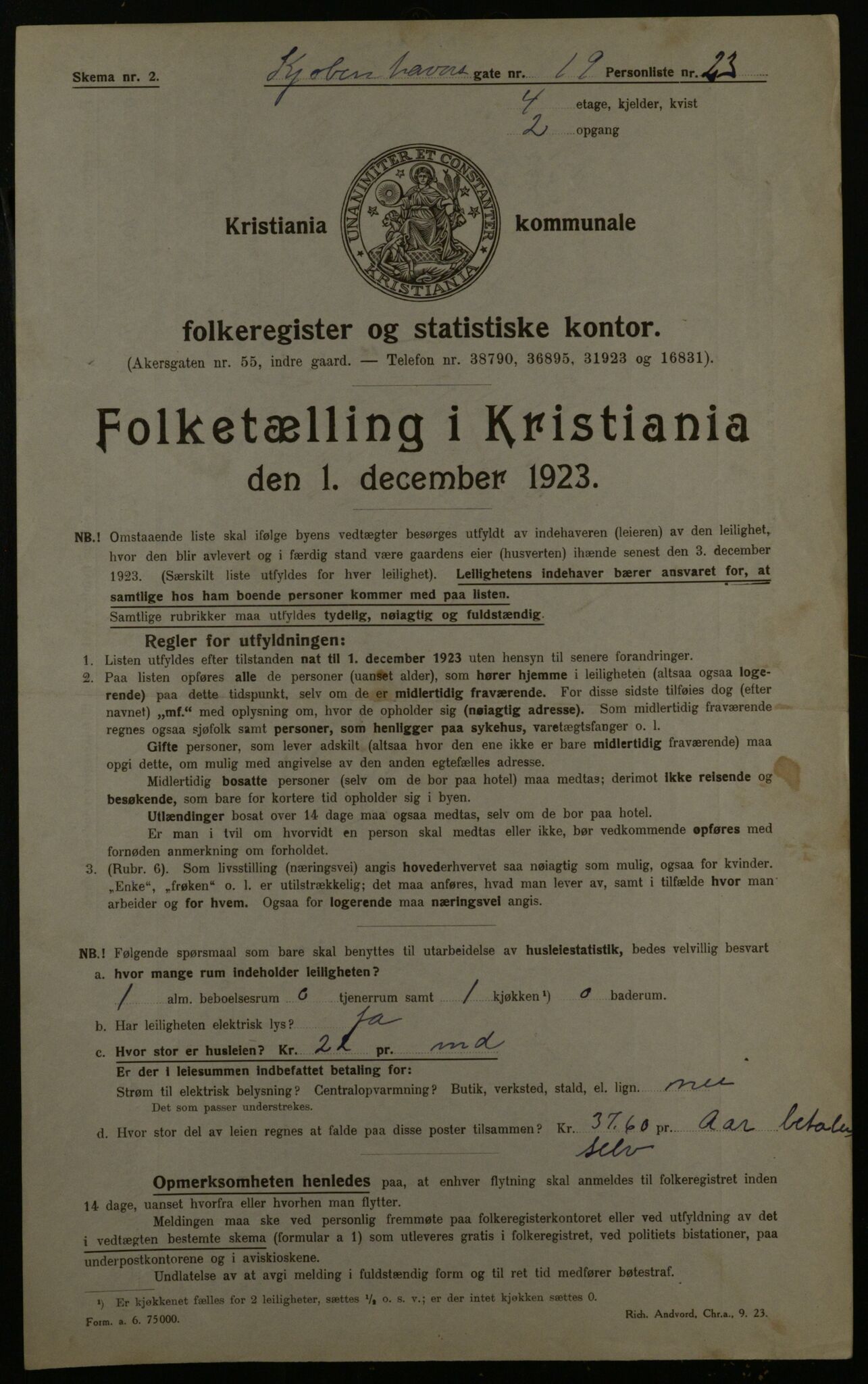 OBA, Municipal Census 1923 for Kristiania, 1923, p. 57849