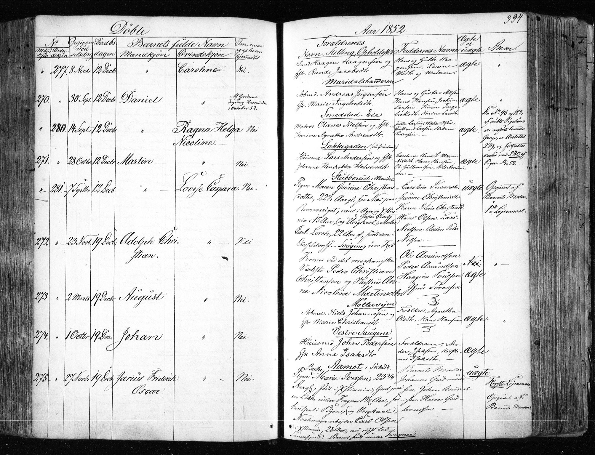 Aker prestekontor kirkebøker, AV/SAO-A-10861/F/L0019: Parish register (official) no. 19, 1842-1852, p. 394