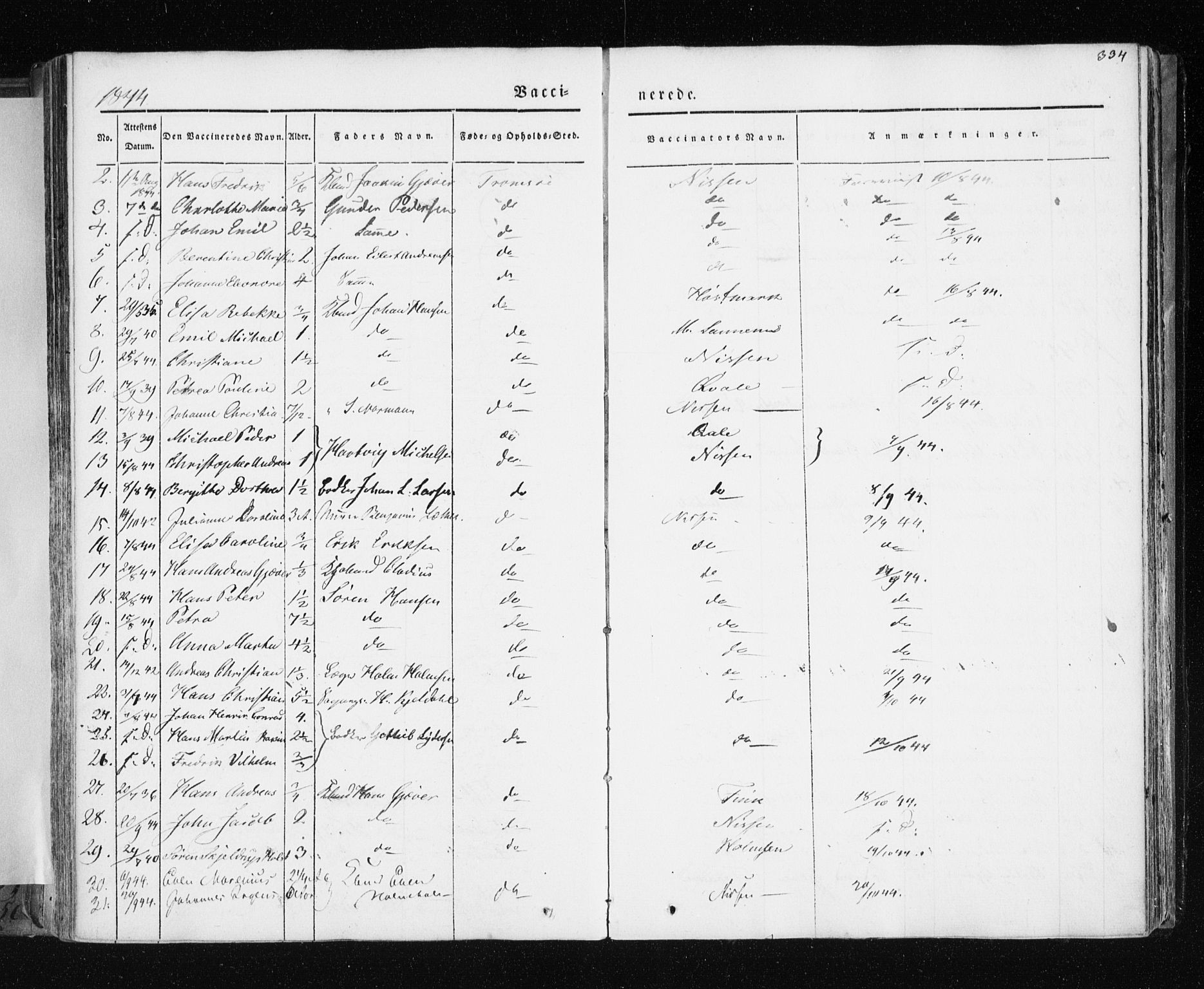 Tromsø sokneprestkontor/stiftsprosti/domprosti, AV/SATØ-S-1343/G/Ga/L0009kirke: Parish register (official) no. 9, 1837-1847, p. 334