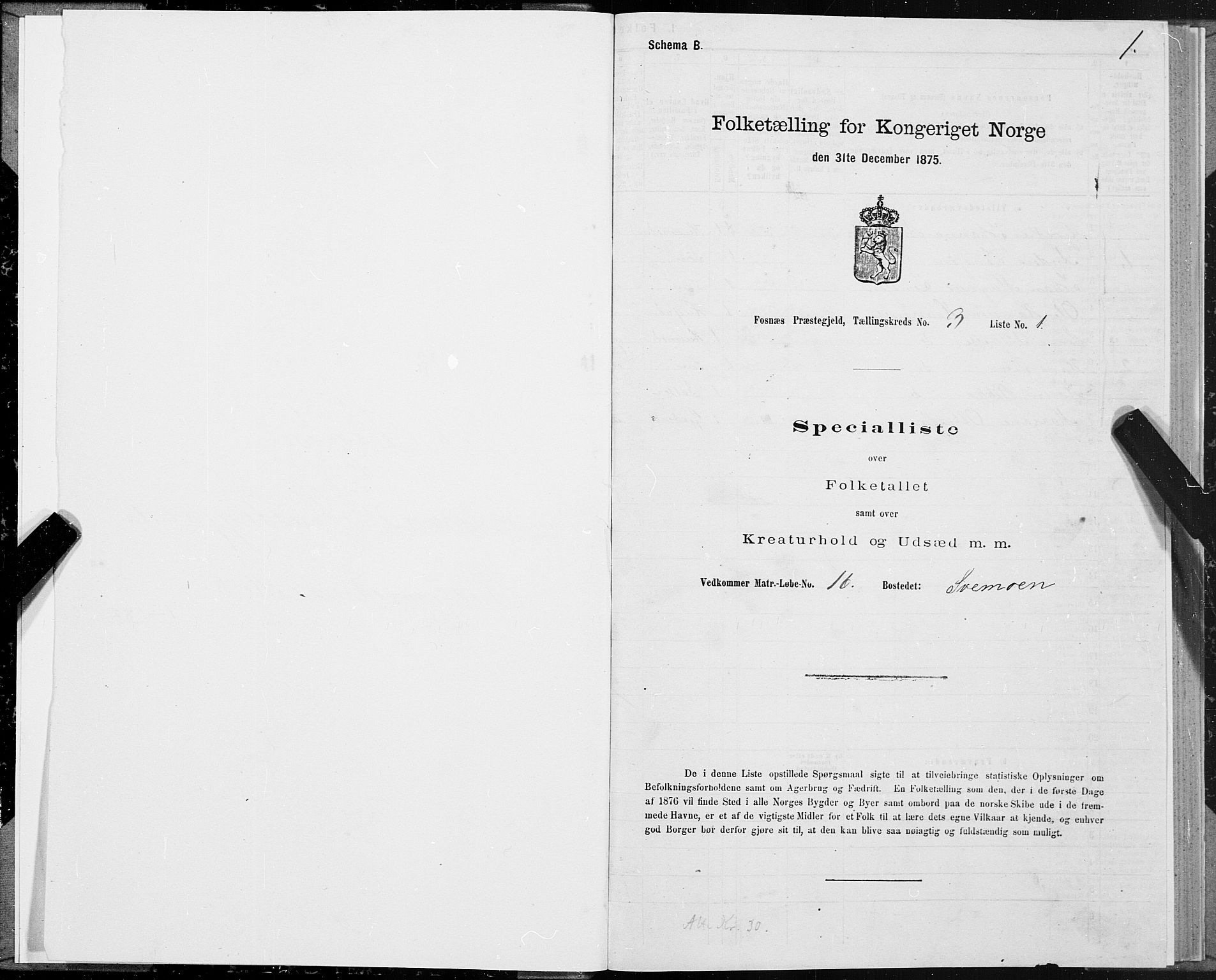 SAT, 1875 census for 1748P Fosnes, 1875, p. 4001