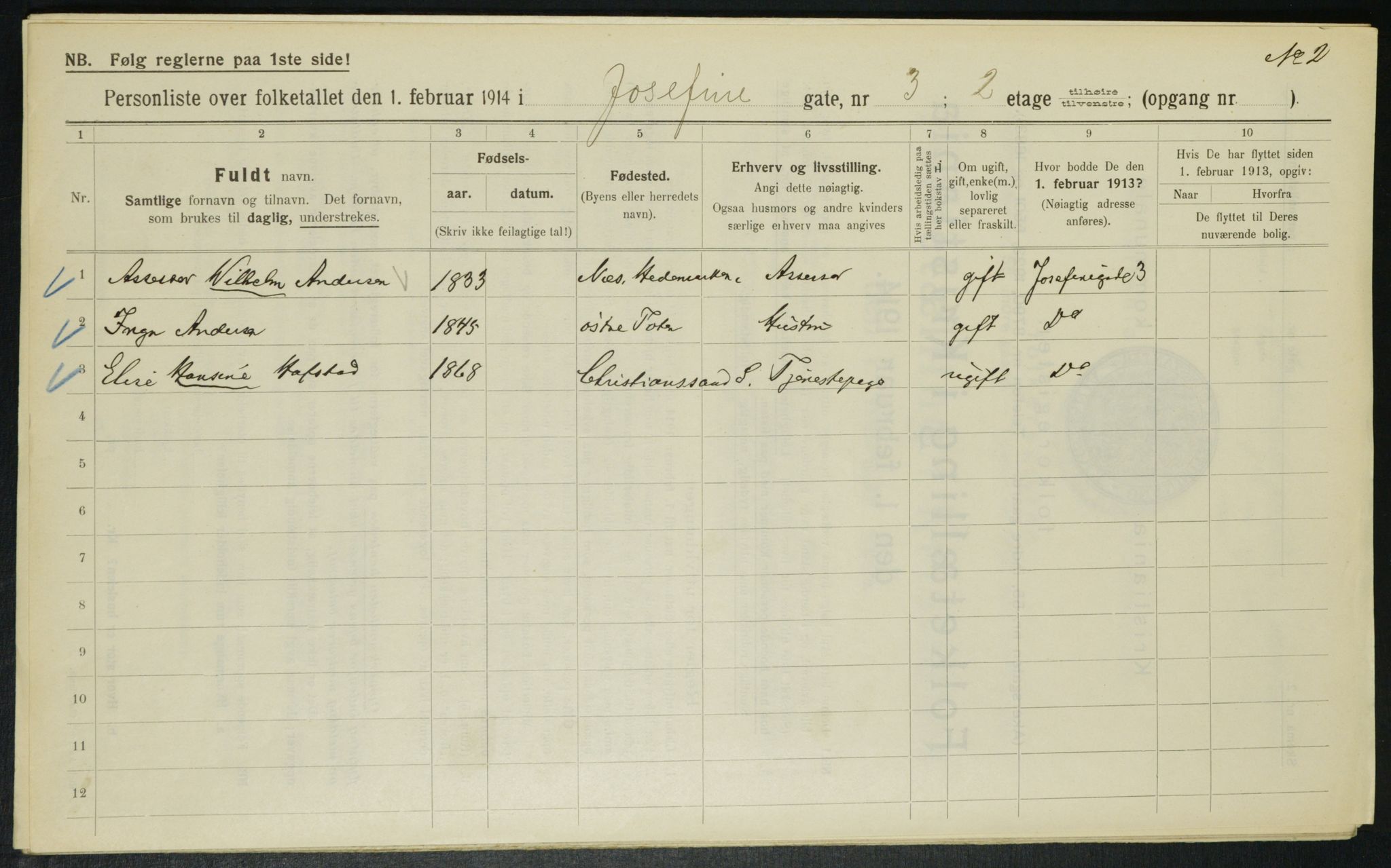 OBA, Municipal Census 1914 for Kristiania, 1914, p. 47331