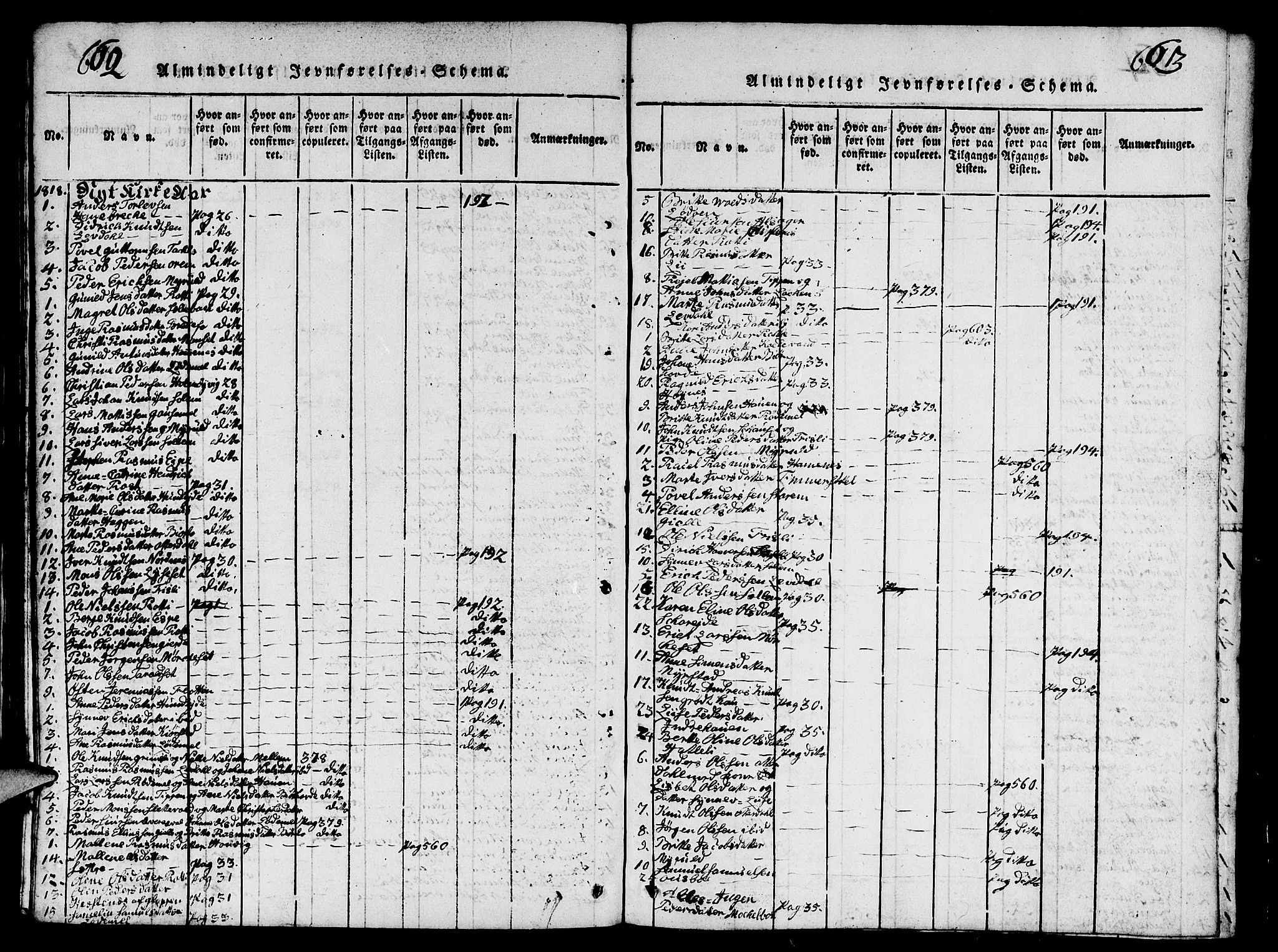 Eid sokneprestembete, SAB/A-82301/H/Hab/Haba/L0001: Parish register (copy) no. A 1, 1816-1862, p. 662-663