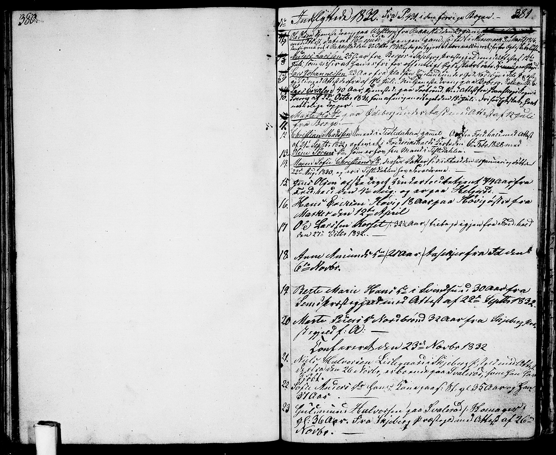 Berg prestekontor Kirkebøker, SAO/A-10902/G/Ga/L0002: Parish register (copy) no. I 2, 1832-1844, p. 380-381